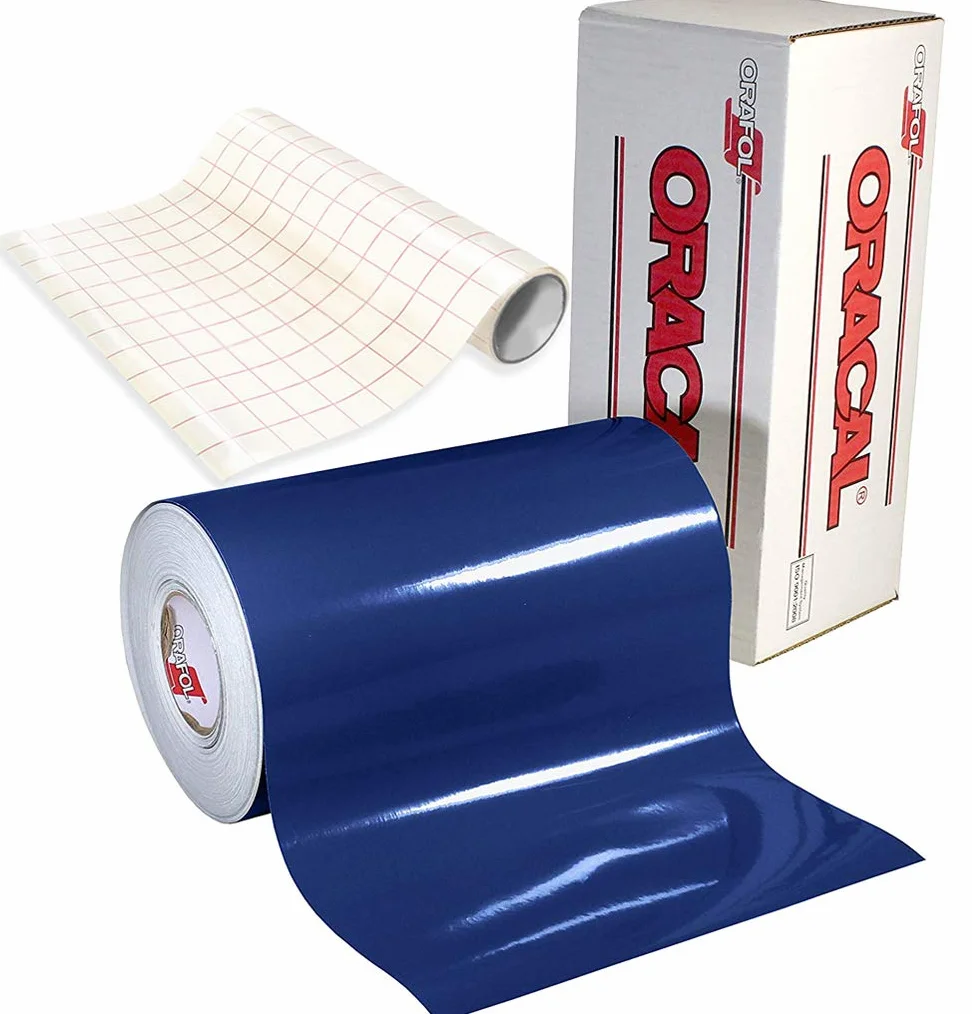 Your Design Oracal 651 brillante color azul oscuro adhesivo para de vinilo Craft – Cameo, Cricut cartucho de silueta incluye 12 "X 24" rollo de papel de transferencia de vvivid claro