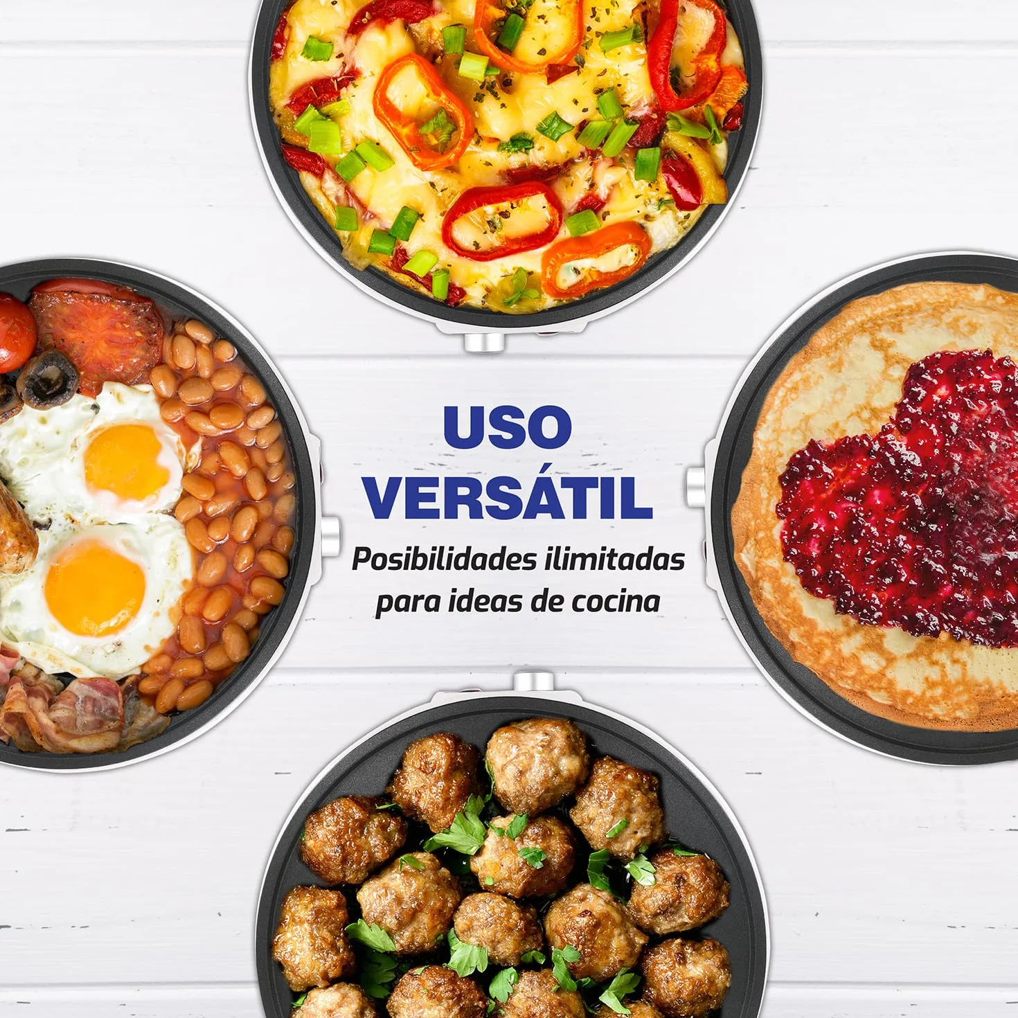 StarBlue Máquina Eléctrica Para Hacer Crepes Y Tortitas De 30,5 Cm, Con Libro Electrónico De Recetas Y Espátula De Madera, Ca 220-240 V, 50/60 Hz Y 1000 W, Enchufe Del Reino Unido Y Adaptador Europeo