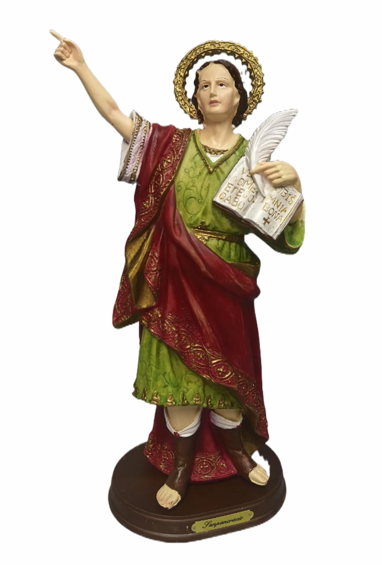 Figura de San Pancracio Resina Pintada a Mano 29 30 32cm Decoración Religiosa Hogar