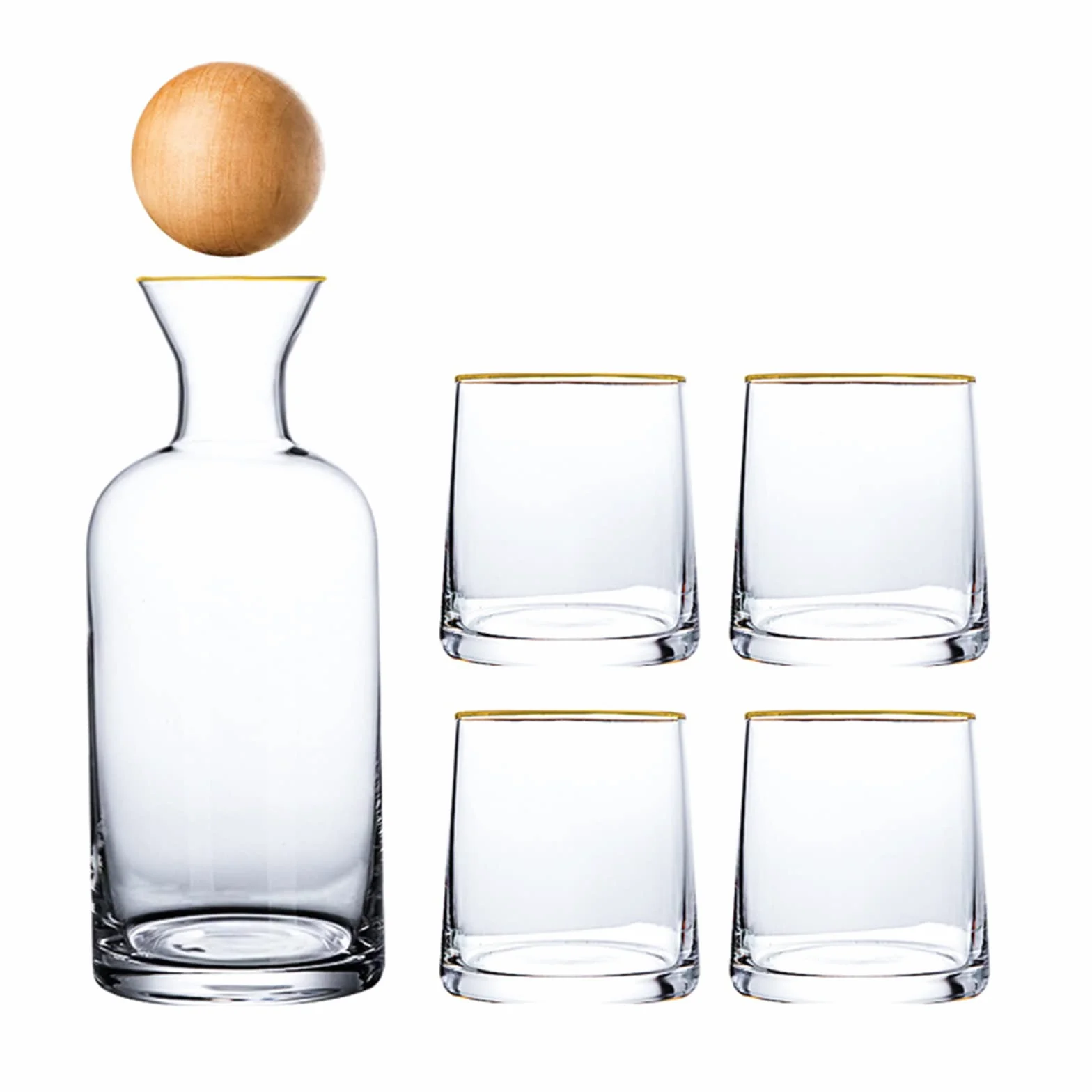 Juego de Jarra de Vidrio, Jarra de Vidrio Grueso con 4 Tazas, de 1200 Ml y Vasos de 260 Ml, de Agua Estampada para Mesita de Noche, Baño, Comedor, Bar (#5)