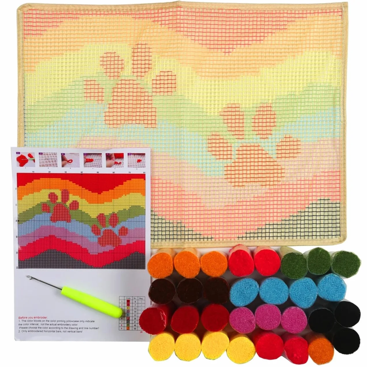Paisaje Diy Materiales Para Hacer Alfombras Olas Y Estrellas De Mar Kits De Ganchillo Para Hacer Alfombras，Juego De Bordado,Kit De Ganchillo Para Principiantes，Manualidades De Costura 21x29in