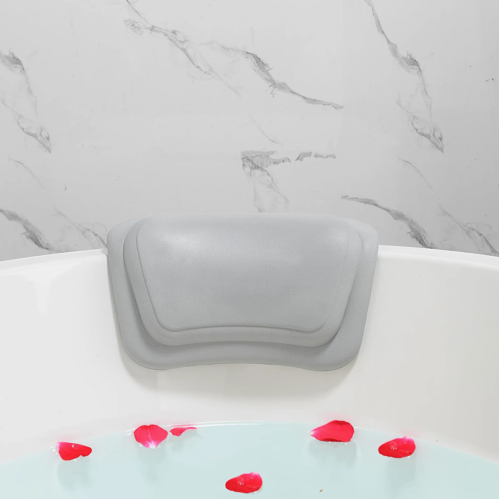 Lonkenn Almohada Bañera, Almohadas de Baño con Ventosas, Almohada Bañera Ergonómica, Waterproof Bath Headrest Bathtub para Todas Las Bañeras, SPA en Casa Bañera de Hidromasaje-Gris