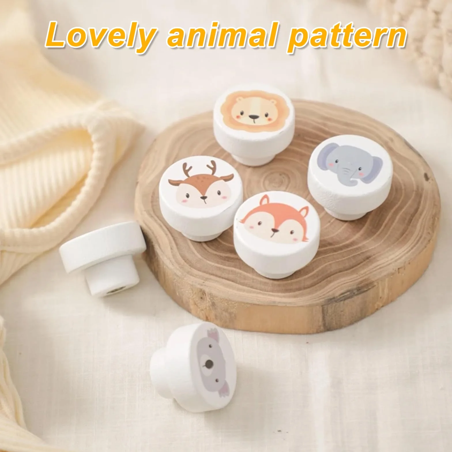 Maxentico Tiradores Cajones(6Pcs), Pomos Infantiles para Muebles Cabinet Knobs, Puxadores para Moveis Crianca Comoda Bebe para Habitación Infantil, Armarios Tirador Madera Habitación