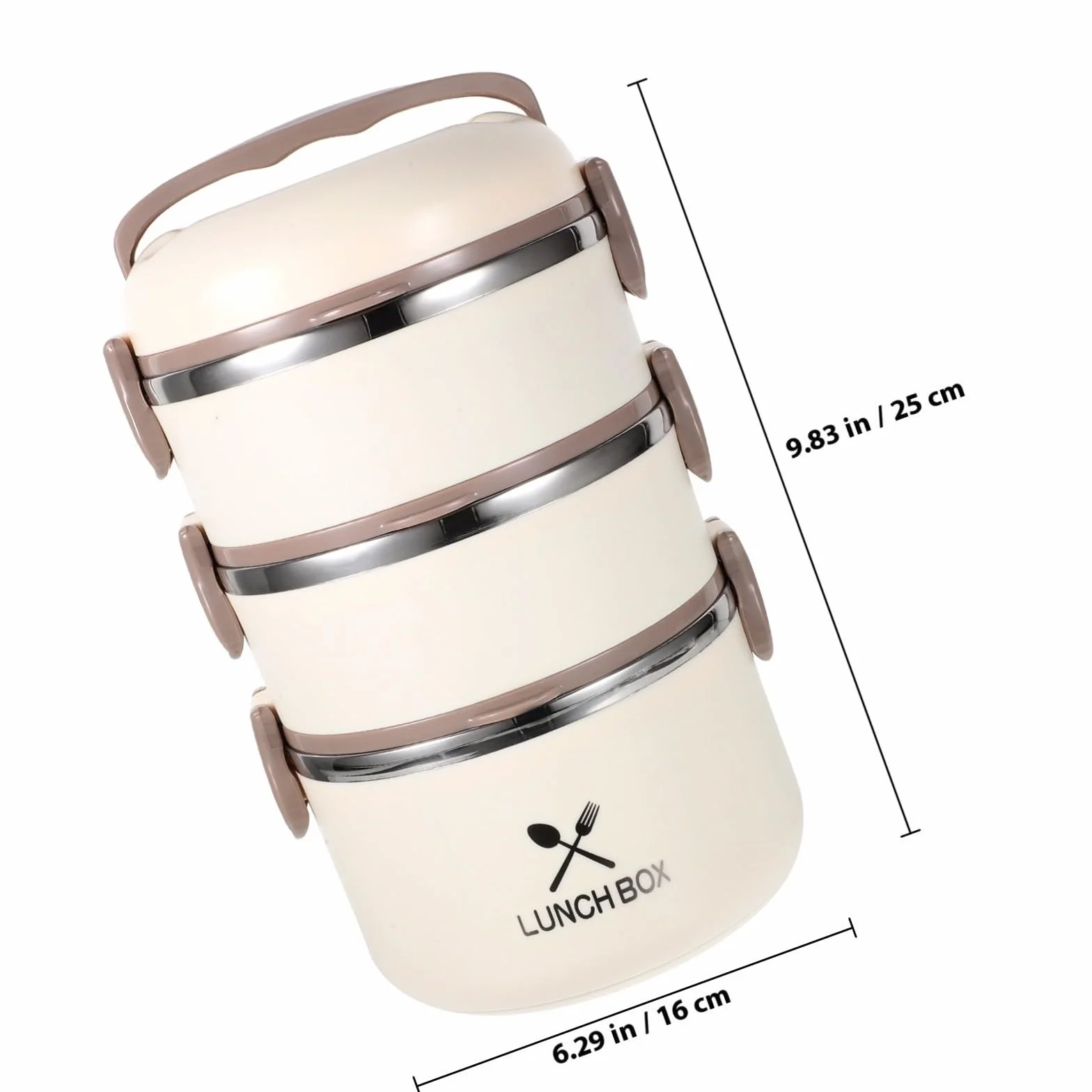 Fiambrera de Acero Inoxidable Térmica de 3 Capas 1, 75 L Beige | Acero Inoxidable, Abs y Pp, Tanque Interior Apto para Microondas, Diseño Desmontable y Portátil
