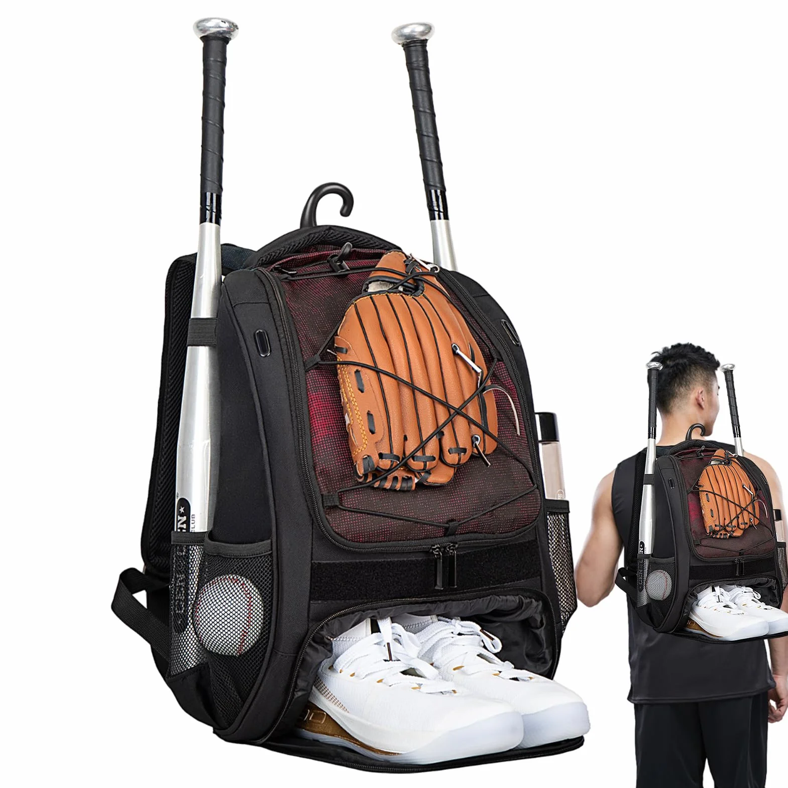 Bolsa de sóftbol y béisbol para niños, mochila con compartimento para zapatos, de gran capacidad