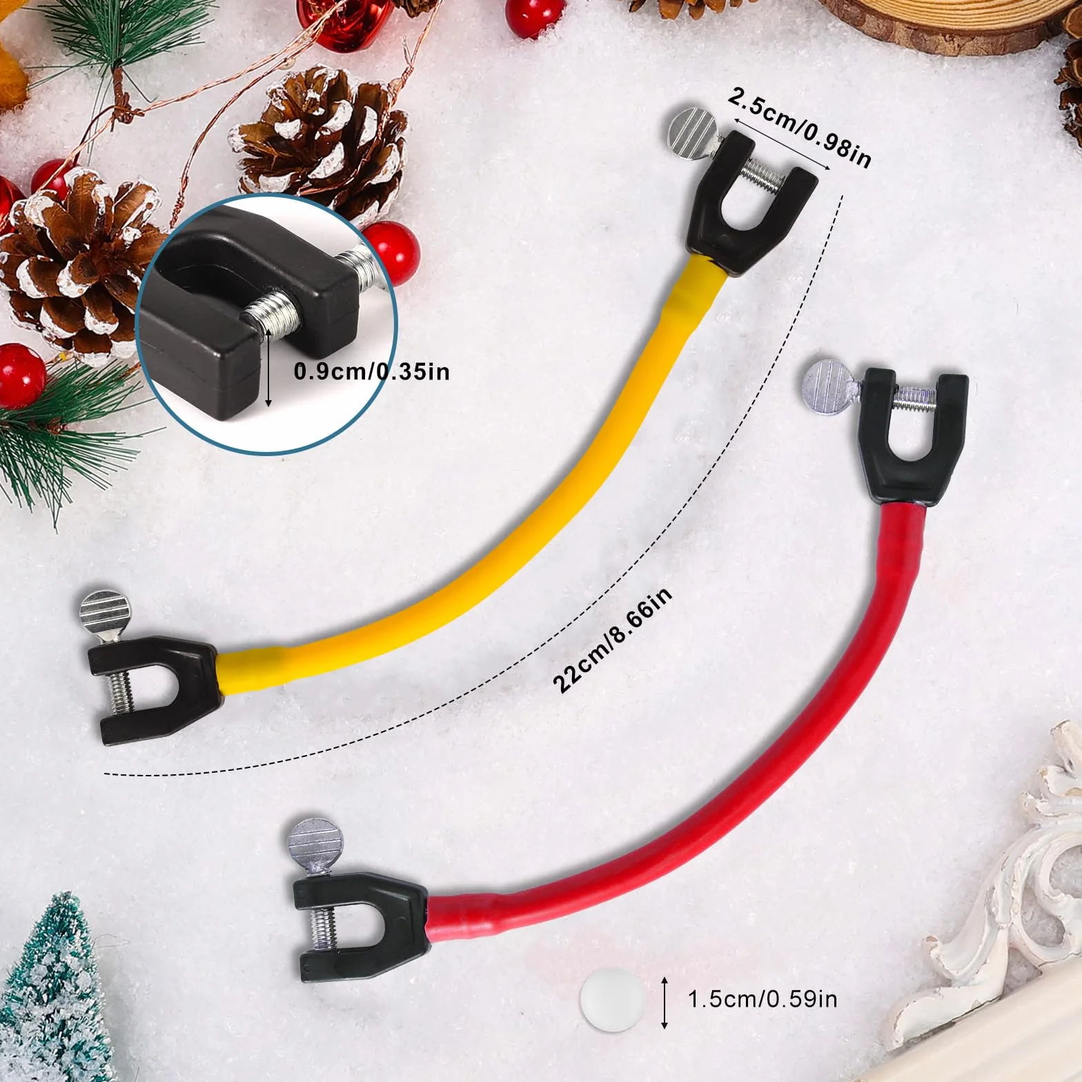Conector de Punta de Esquí con 4 Espaciadores para Entrenamiento de Esquí Niños Principiantes (Rojo, Amarillo)
