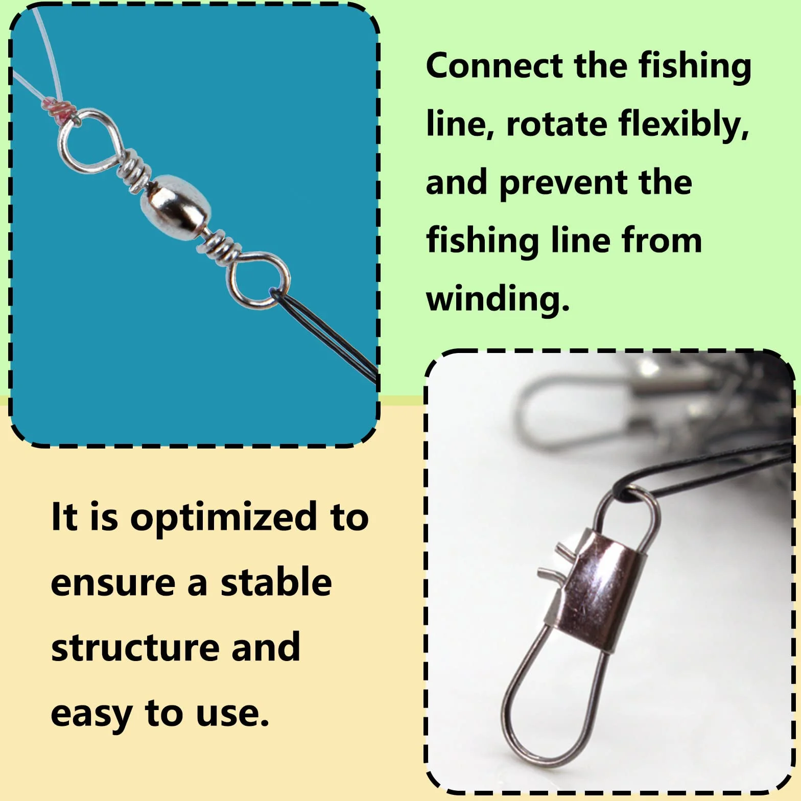 ZoeTekway 40 Piezas Líderes de Pesca Acero Inoxidable Antimordidas Antibobinado con Giratorios Agua Salada Dulce Accesorios