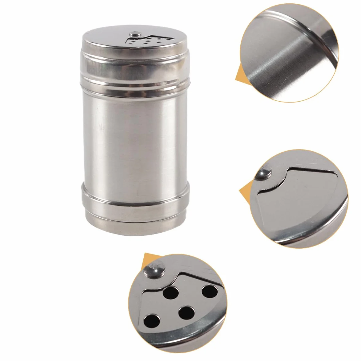 Juego de especias de acero inoxidable, tarro de condimentos con tapa ajustable para sal, pimienta y hierbas, recipientes pequeños y medianos para especias de cocina.