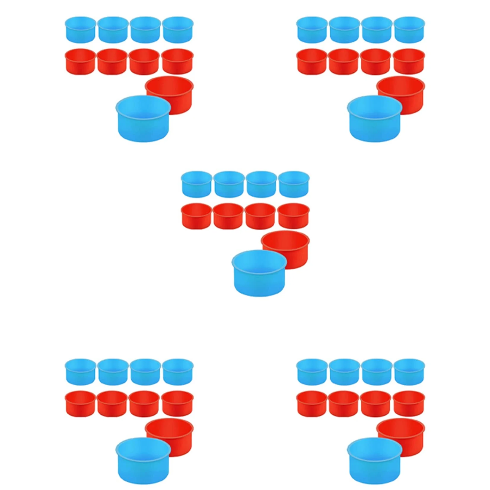 50 Piezas de Molde Silicona para Tartas, Molde para Hornear Redondo del Día de San Valentín, Molde para Hornear 4 Pulgadas, Molde para Hornear de Silicona para Cocina, Rojo, Azul