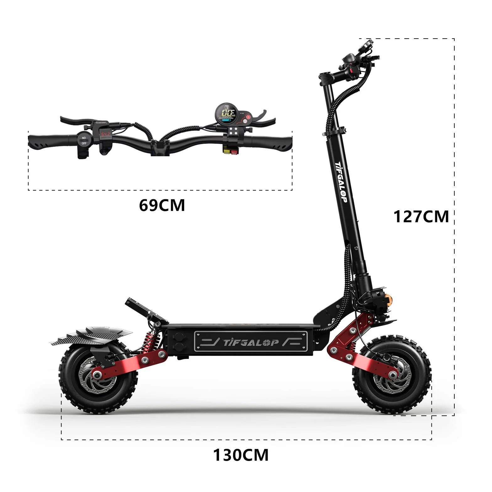 Patinete Eléctrico CL8 para Adultos, Neumáticos Todoterreno 11 Pulgadas, Motores Duales, Batería Litio 60V 33Ah, Suspensión Completa, Frenos Disco Plegable