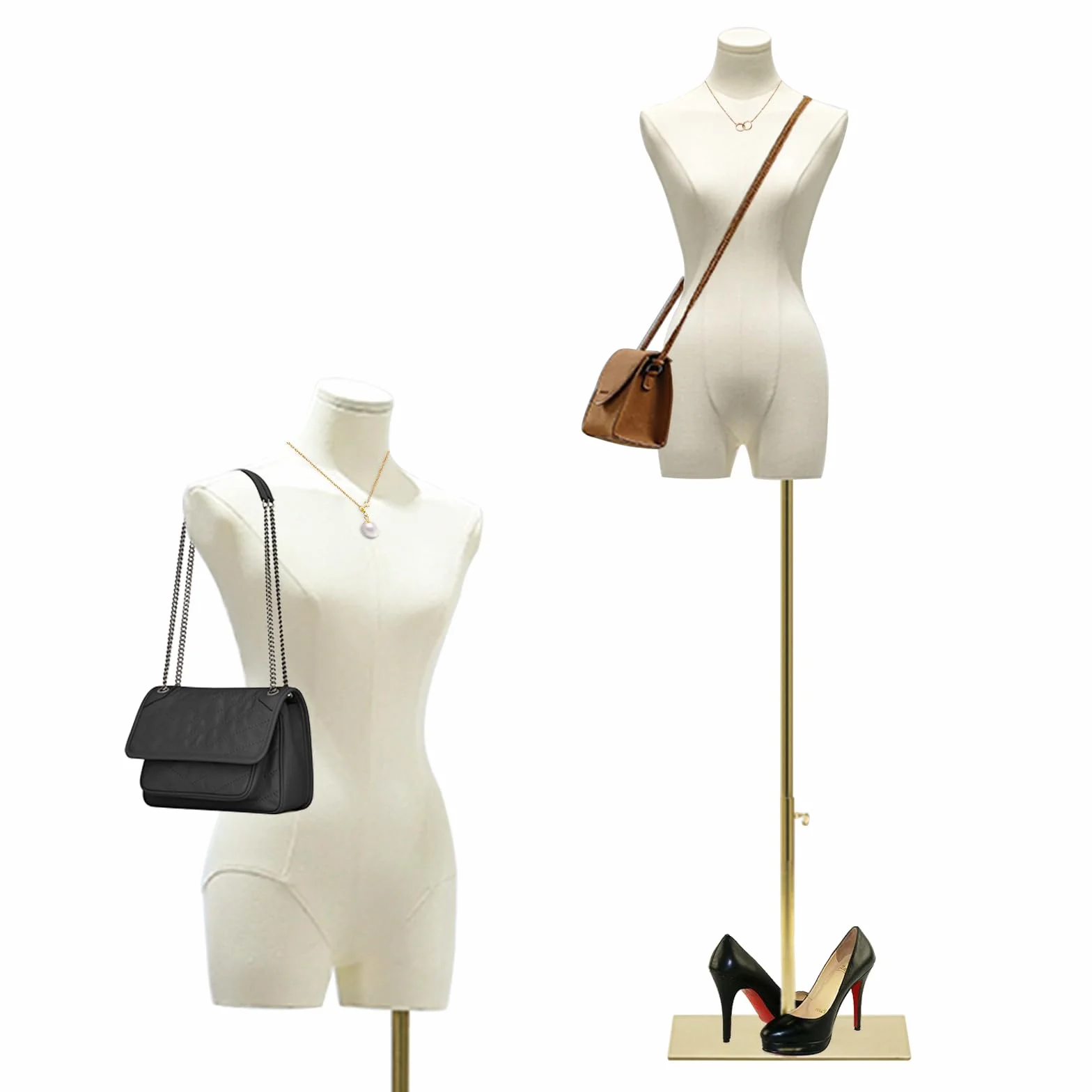 QJSZMEI Maniquí Busto de Señoras, Ajustable Altura Maniqui Costura Mujer con Base de Metal Rectángulo, Maniquí Torso Femenino para Exhibición de Escaparate (Color : White, Tamaño : A)