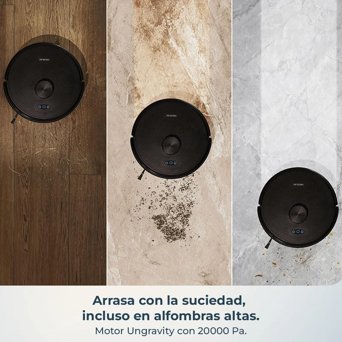 Cecotec Robot Aspirador Conga M70 Genesis. Navegación Láser, Motor Ungravity con 20000Pa, Aspira, Barre, Friega y Pasa la Mopa, Cepillo de Silicona, Doble Depósito, App 3.0, Cubre hasta 180m²