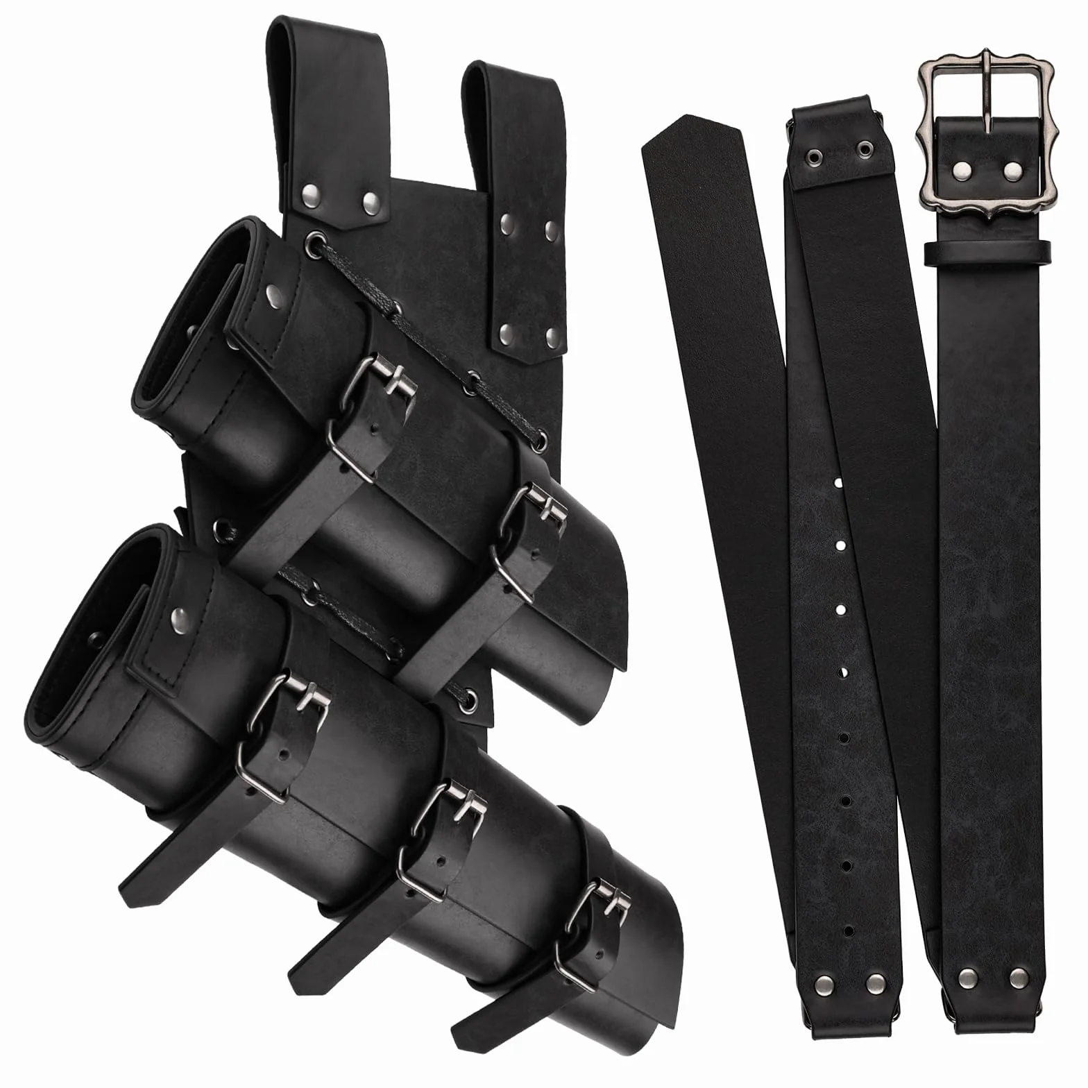 HiiFeuer Juego de 2 Piezas Portaespadas Doble Medieval con Cinturón Ajustable para Cosplay Fiestas