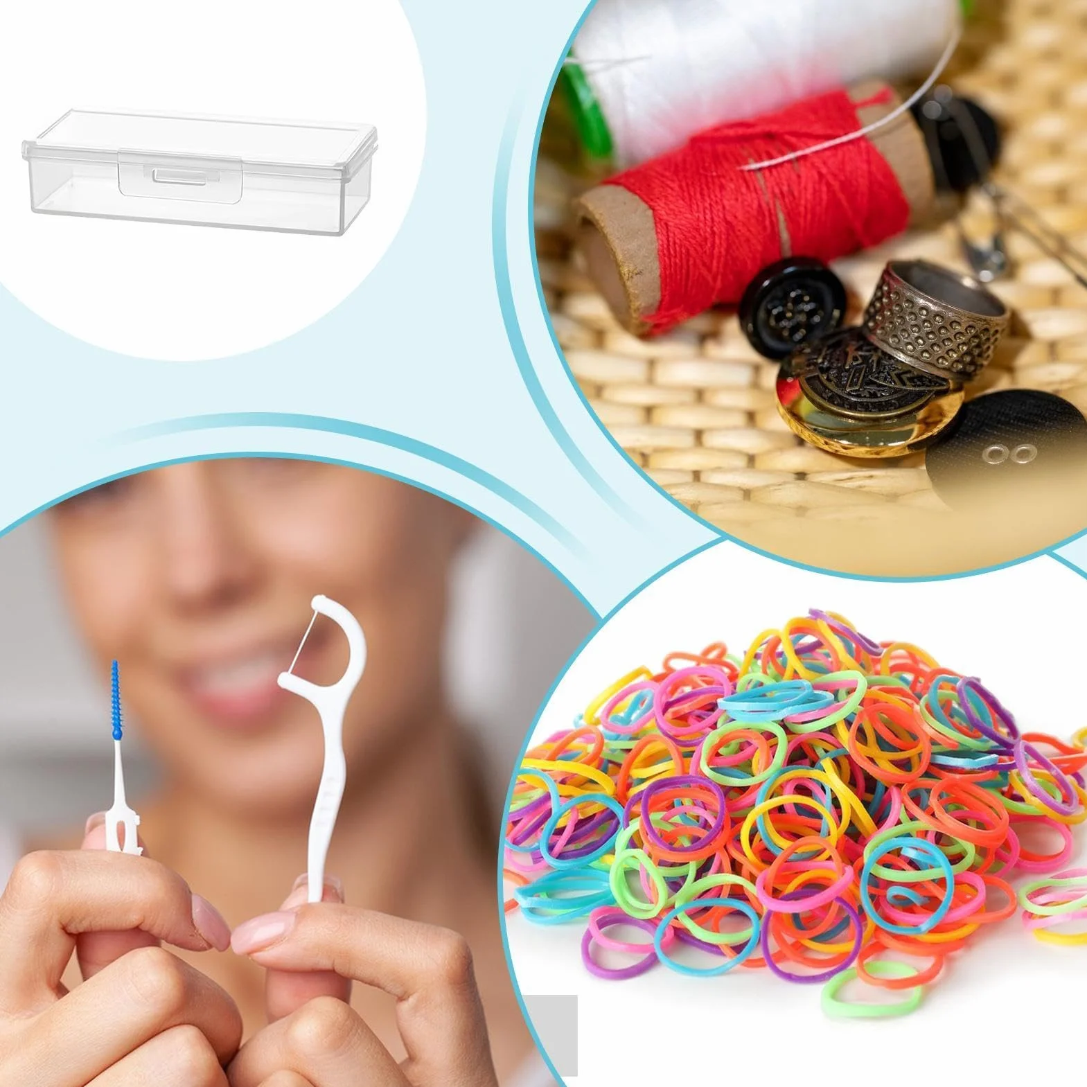 Hisopo de algodón – Organizador de soporte para uso de tocador, estuche de almacenamiento portátil transparente con compartimento compacto y recipiente de accesorios de baño para palillos de oídos