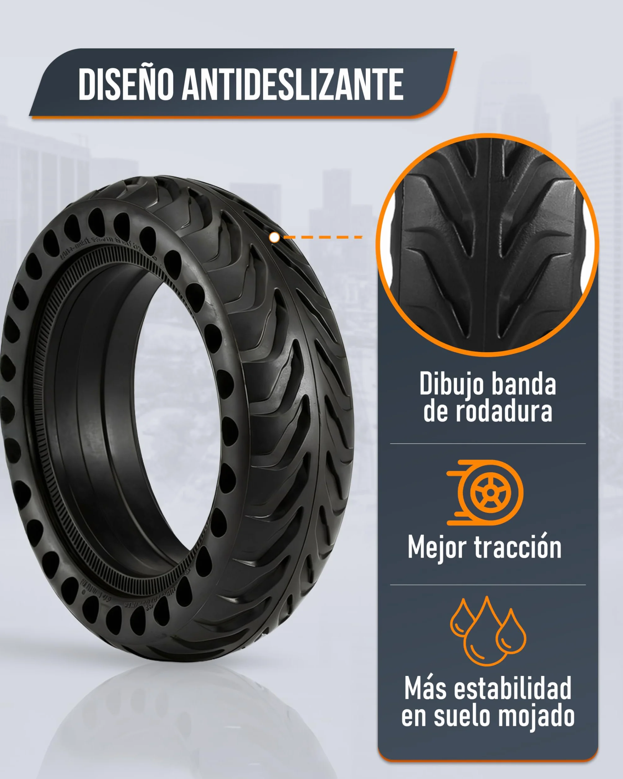 Rueda para Patinete Eléctrico 8,5 Pulgadas Neumático Antipinchazos Xiaomi M365/M365 Pro/M365 Pro2 Negro