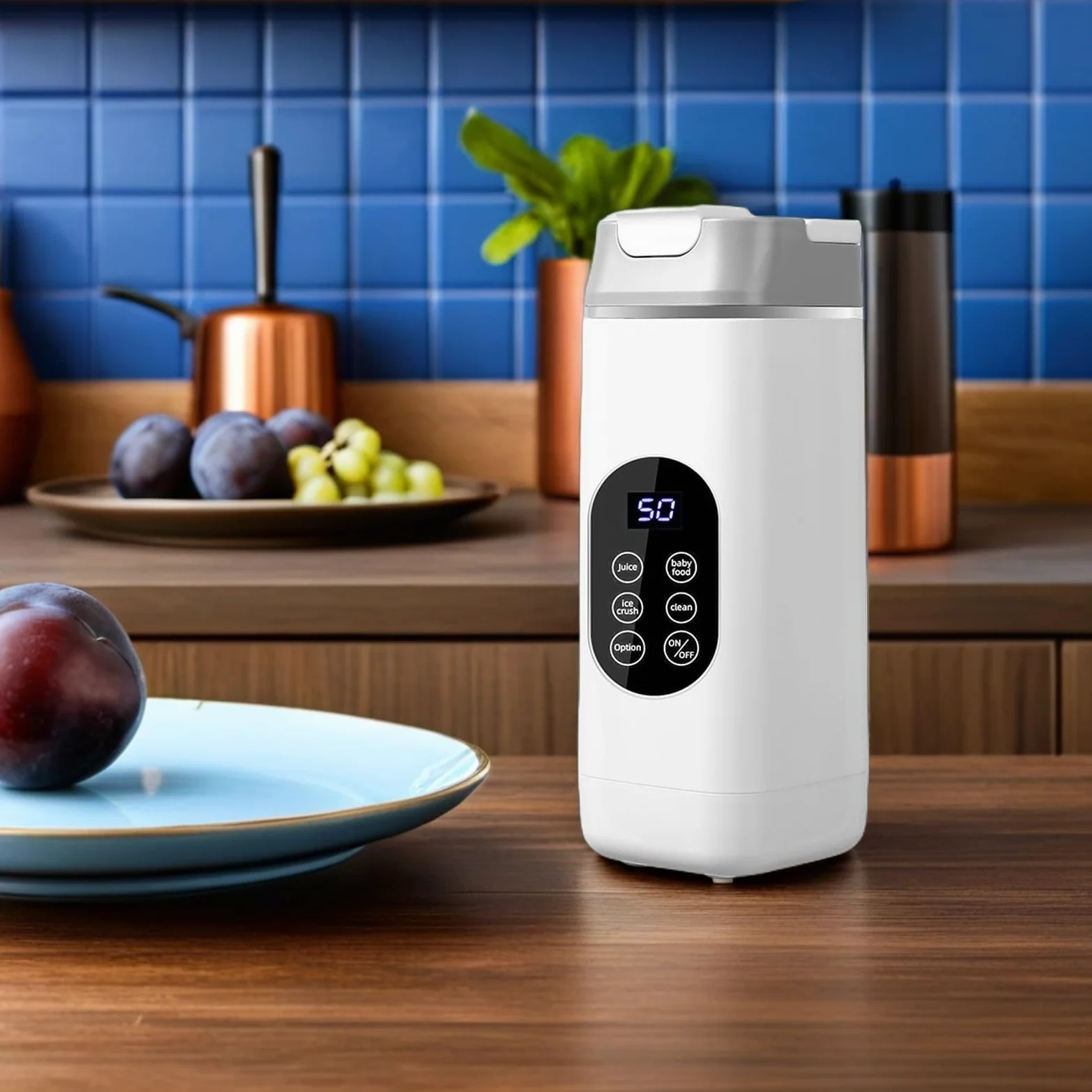 ULTECHNOVO Mini Licuadora Portátil Recargable 12 Cuchillas de Plástico, Diseño Compacto y Potente para Triturar Hielo, Adecuado para Uso en Gimnasio y Hogar