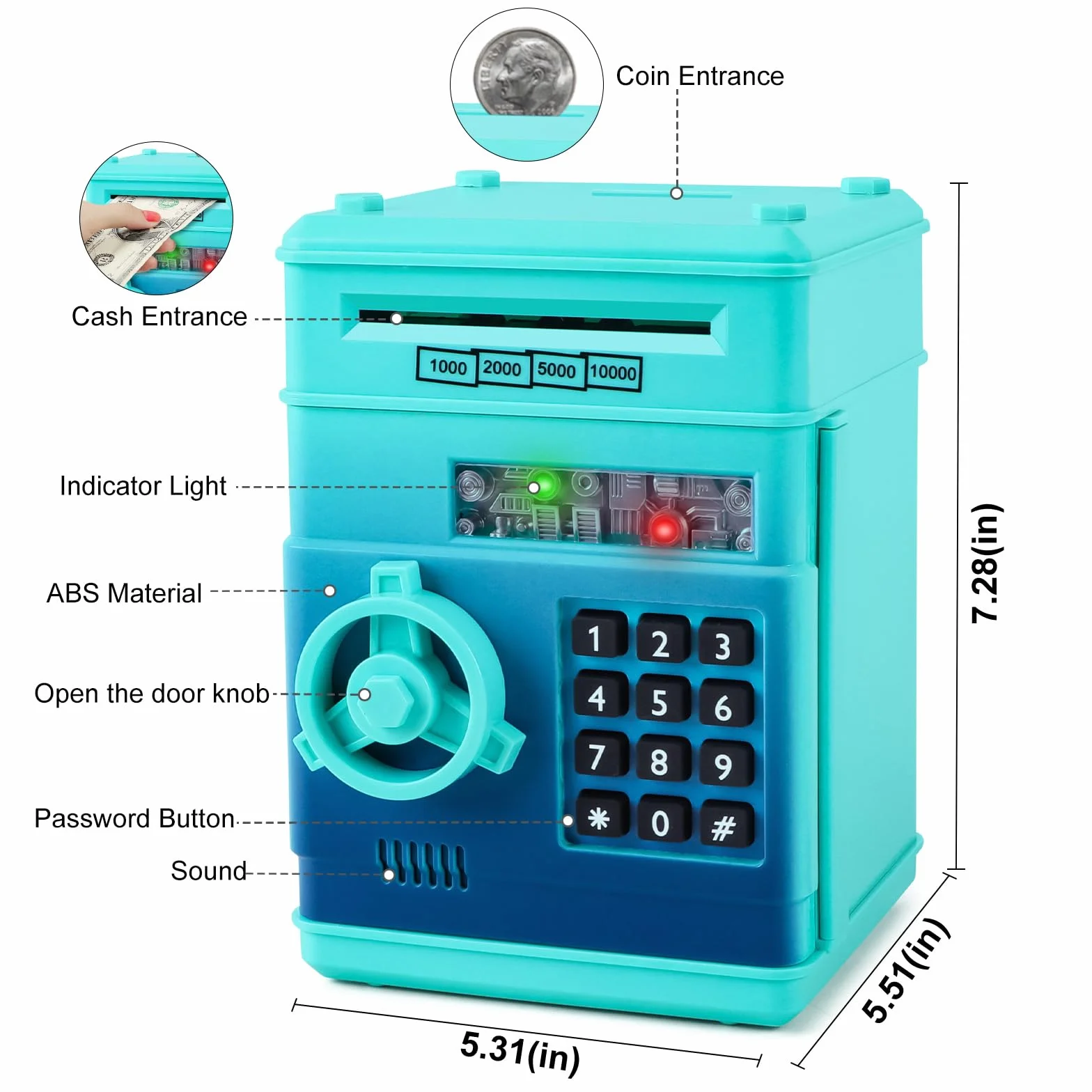 Highttoy Hucha Cajero Automatico Caja de Monedas Hucha Caja Fuerte para Niños