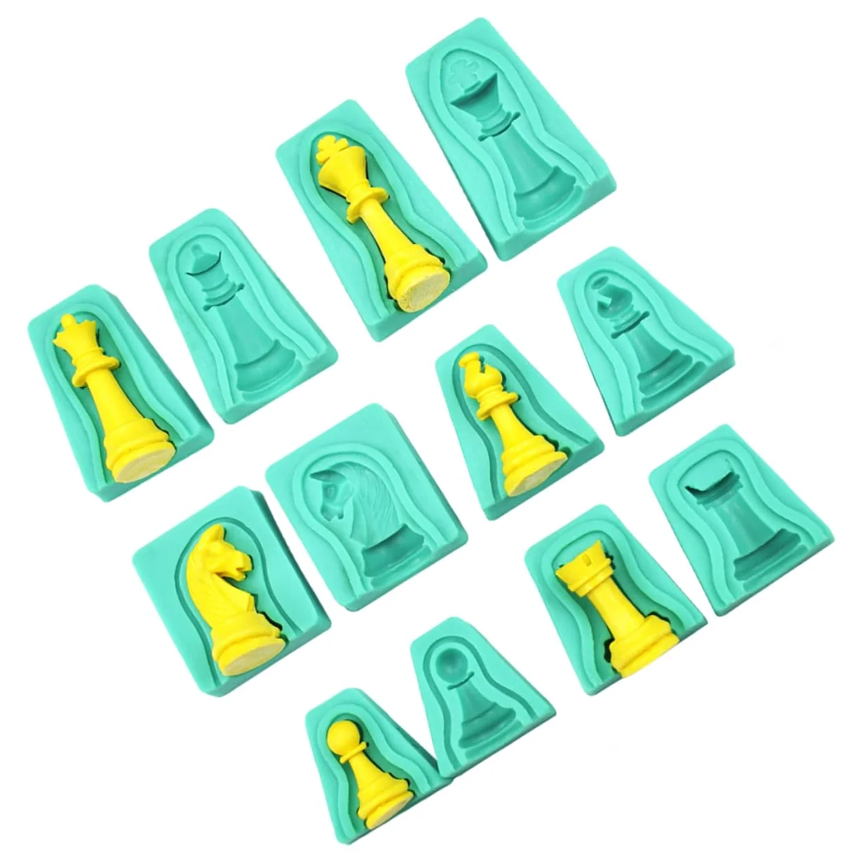 Alipis Molde de Silicona para Fondant Diseño de Ajedrez, 12 Piezas Ecológicas y Seguras para Hornear Tartas y Chocolate Creativo