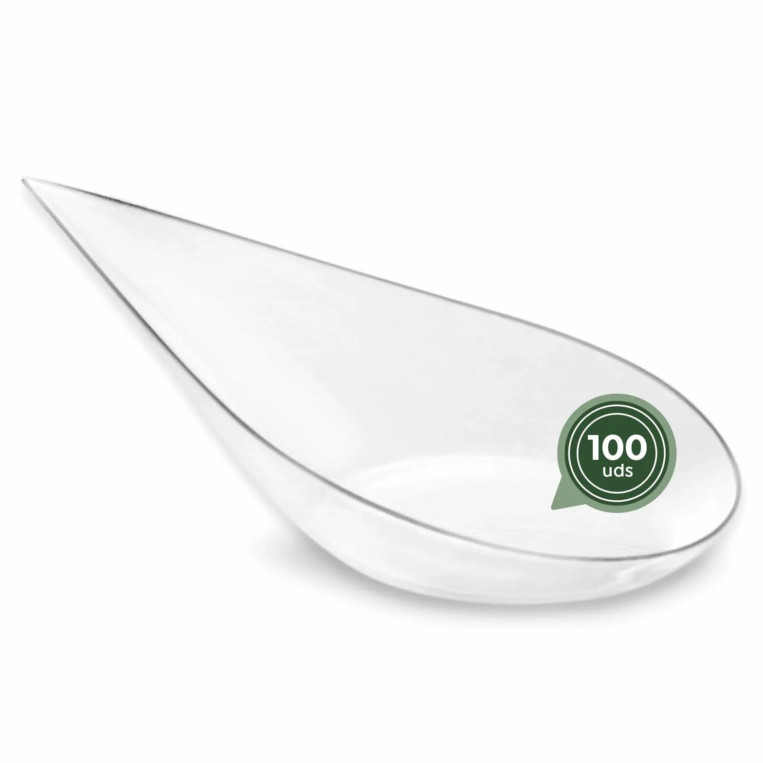 MAXI PRODUCTS - Cuchara Catering - Cuchara Catering Plástico Reciclable - Especial Catering, Eventos, Tapas, Degustación, Food Trucks - CATERING (Lágrima Transparente, 100 Unidades)
