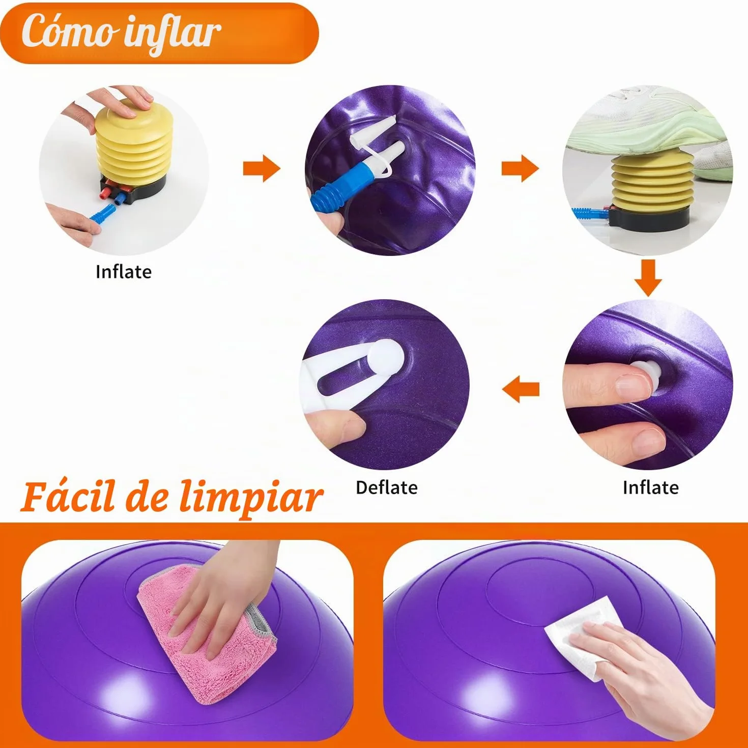 DASKING Pelota Pilates Cacahuete 45x90cm Antideflagrante Balon Yoga con Bomba Aire Peanut Ball para Embarazadas Niños Entrenamiento Equilibrio