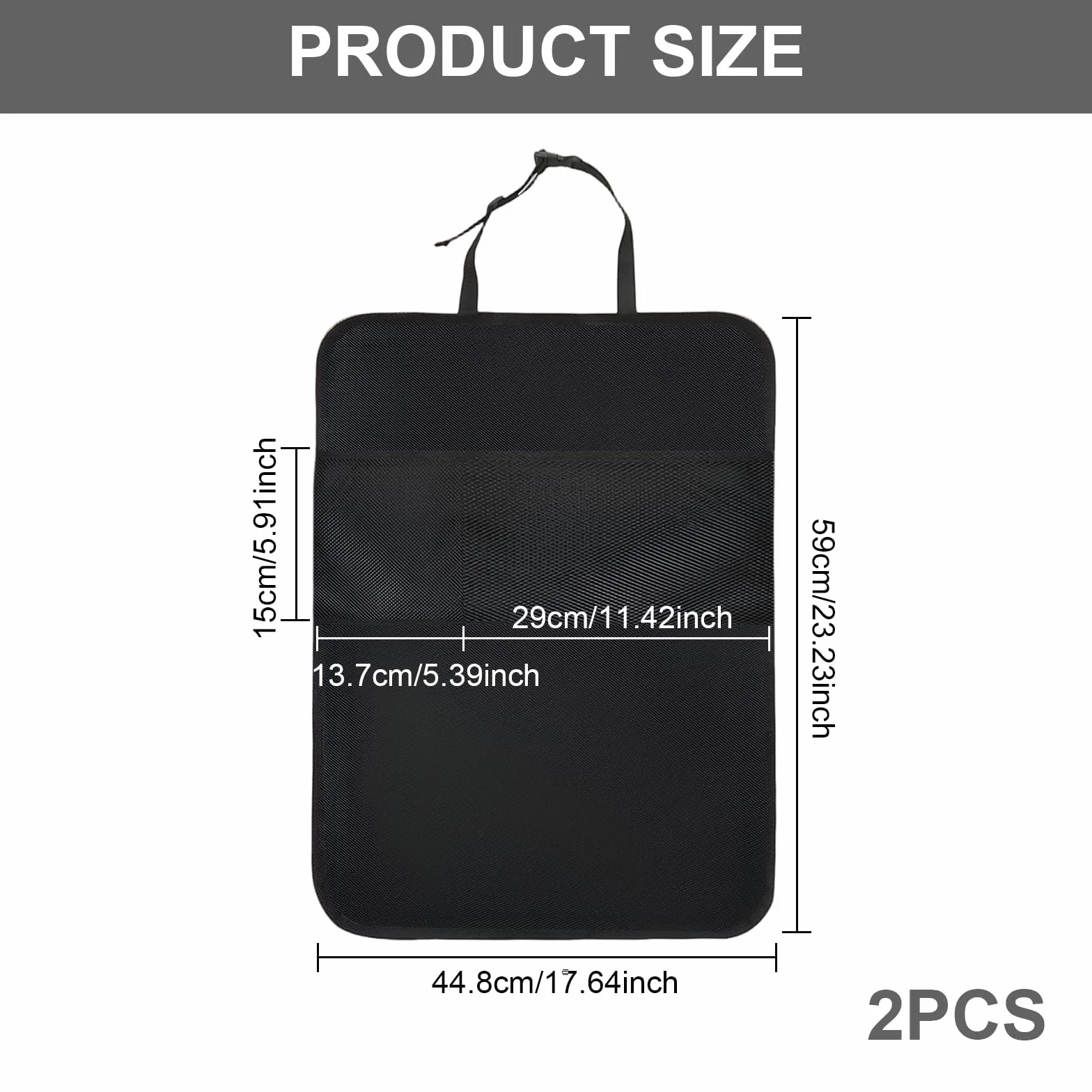 Protector de Asiento de Coche Resistente al Agua, 2 Piezas 45 x 60 cm Asiento de Coche con 2 Bolsillos de Malla, Protección para la Parte Trasera de los Asientos Delanteros