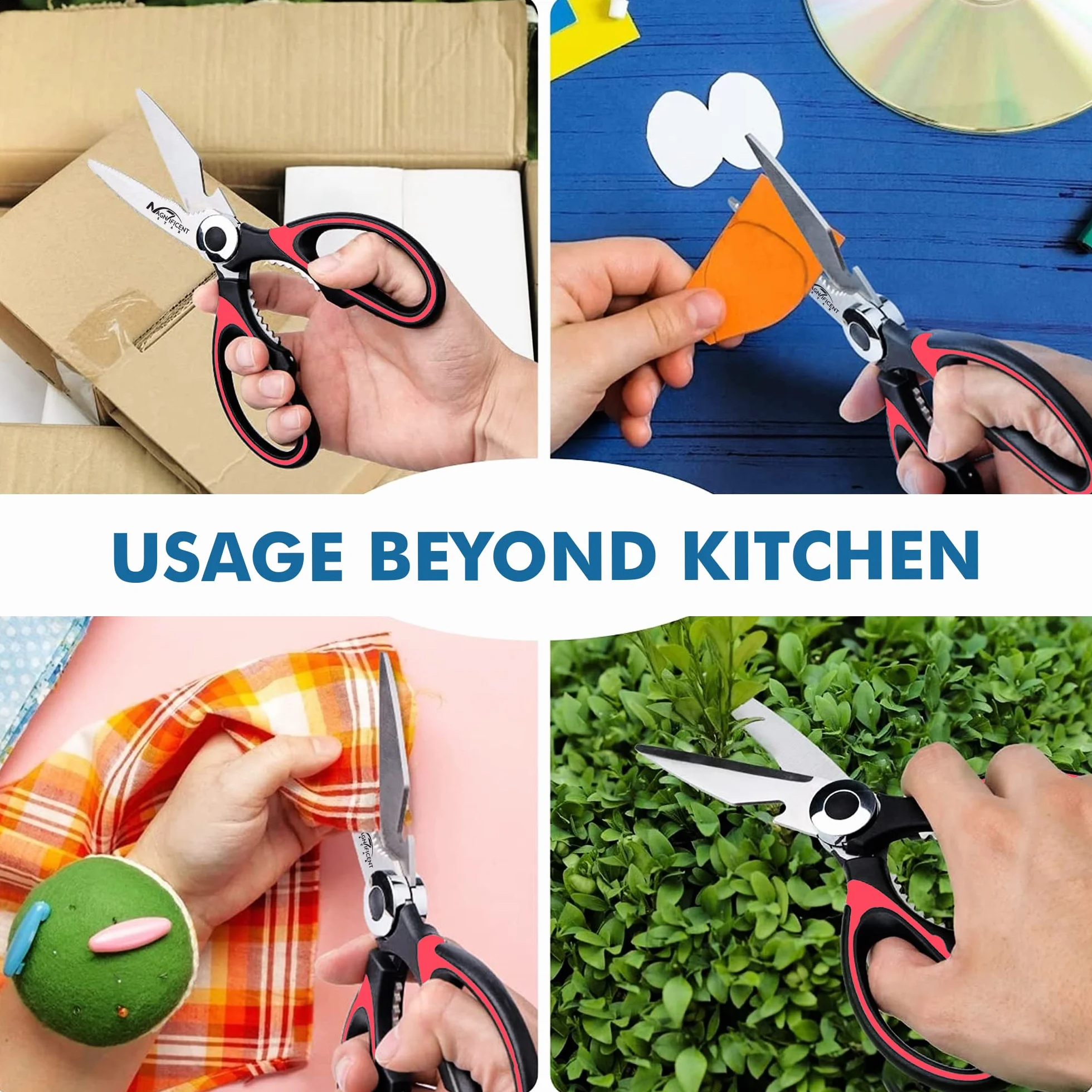 Magníficas tijeras de cocina, tijeras resistentes para uso en cocina con cubierta de seguridad y agarre suave y tijeras de utilidad multifuncionales, tijeras para cortar carne, aves de corral, hierbas