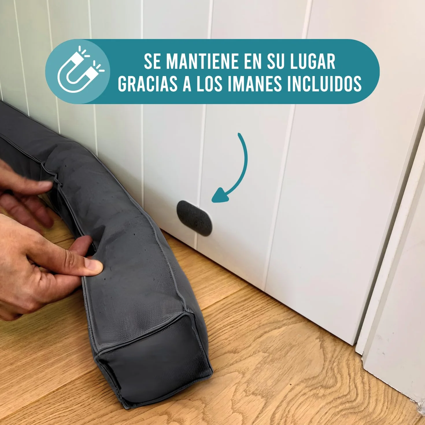 Burlete magnético para puertas de 90 cm – Junta para suelo de puerta gris – Protección contra corrientes de aire y ruido – Burlete cuadrado – Diferentes tamaños