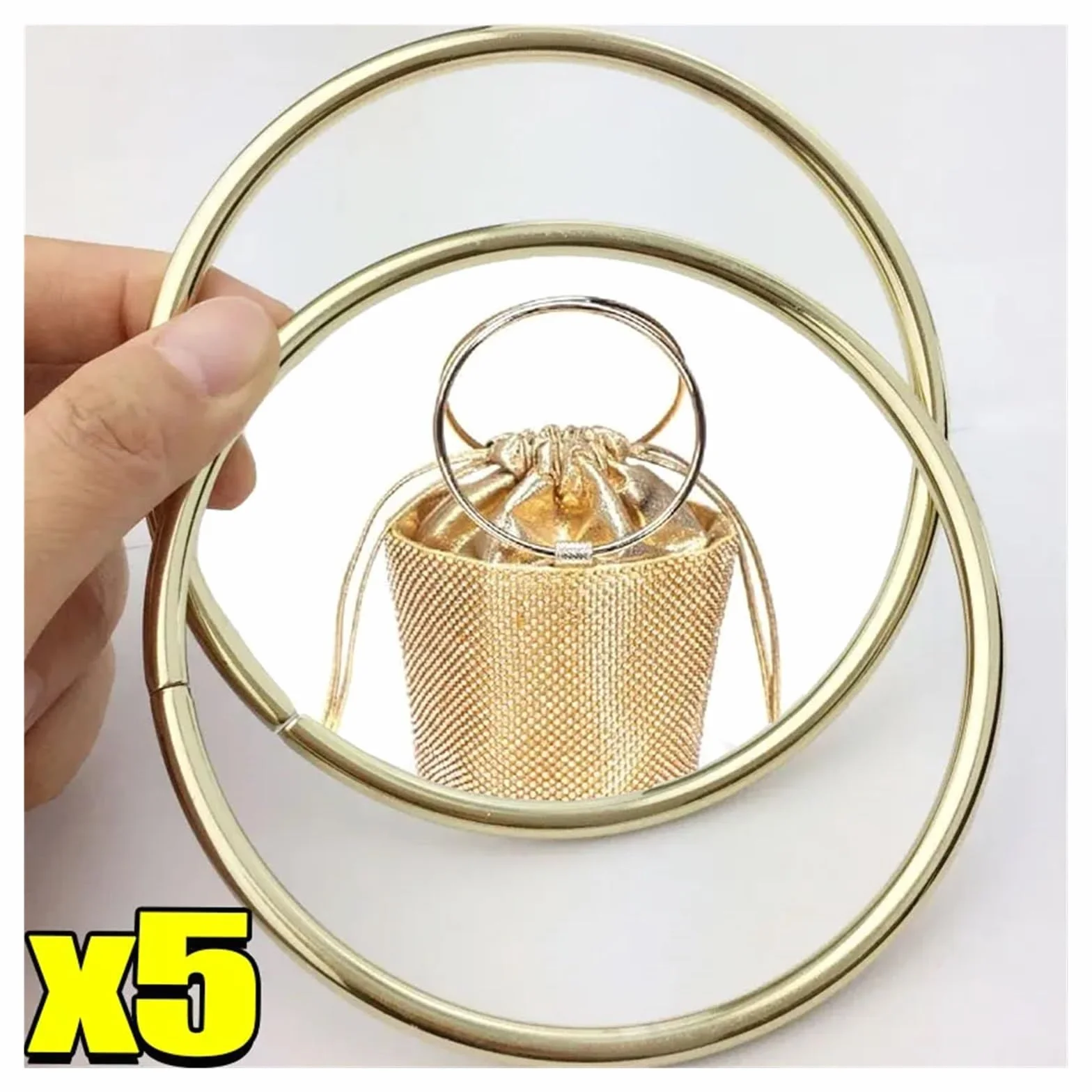 MRKU Asa de Madera para Bolso, Accesorios para Bolsos, Manualidades, Bricolaje, Redondo, 1/5 Piezas, Anillo de Hierro Redondo de Metal, Repuesto para Estuche de Mujer para Bolso