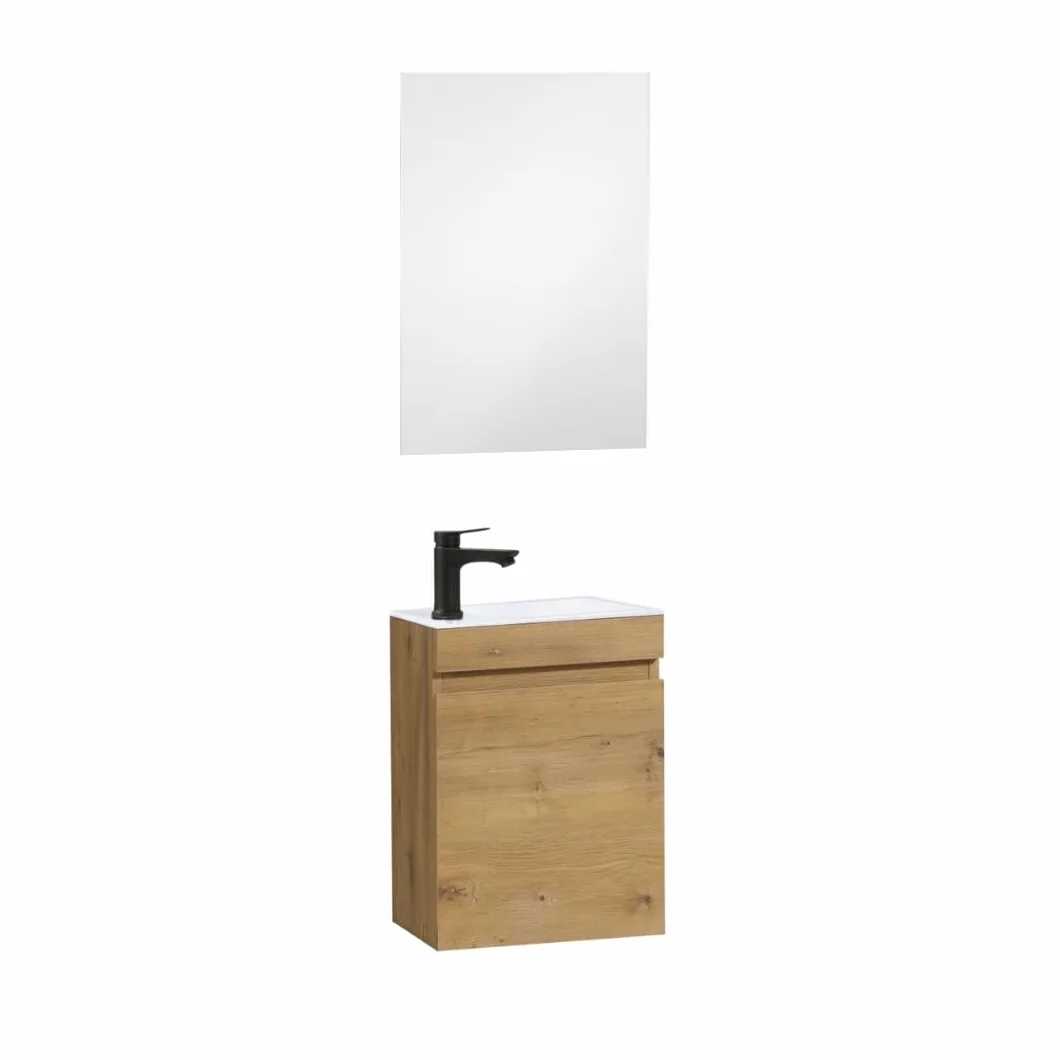 Conjunto Mueble de baño 40 cm con Lavabo y Espejo 100% montado de fábrica (Roble 40cm, con Espejo)