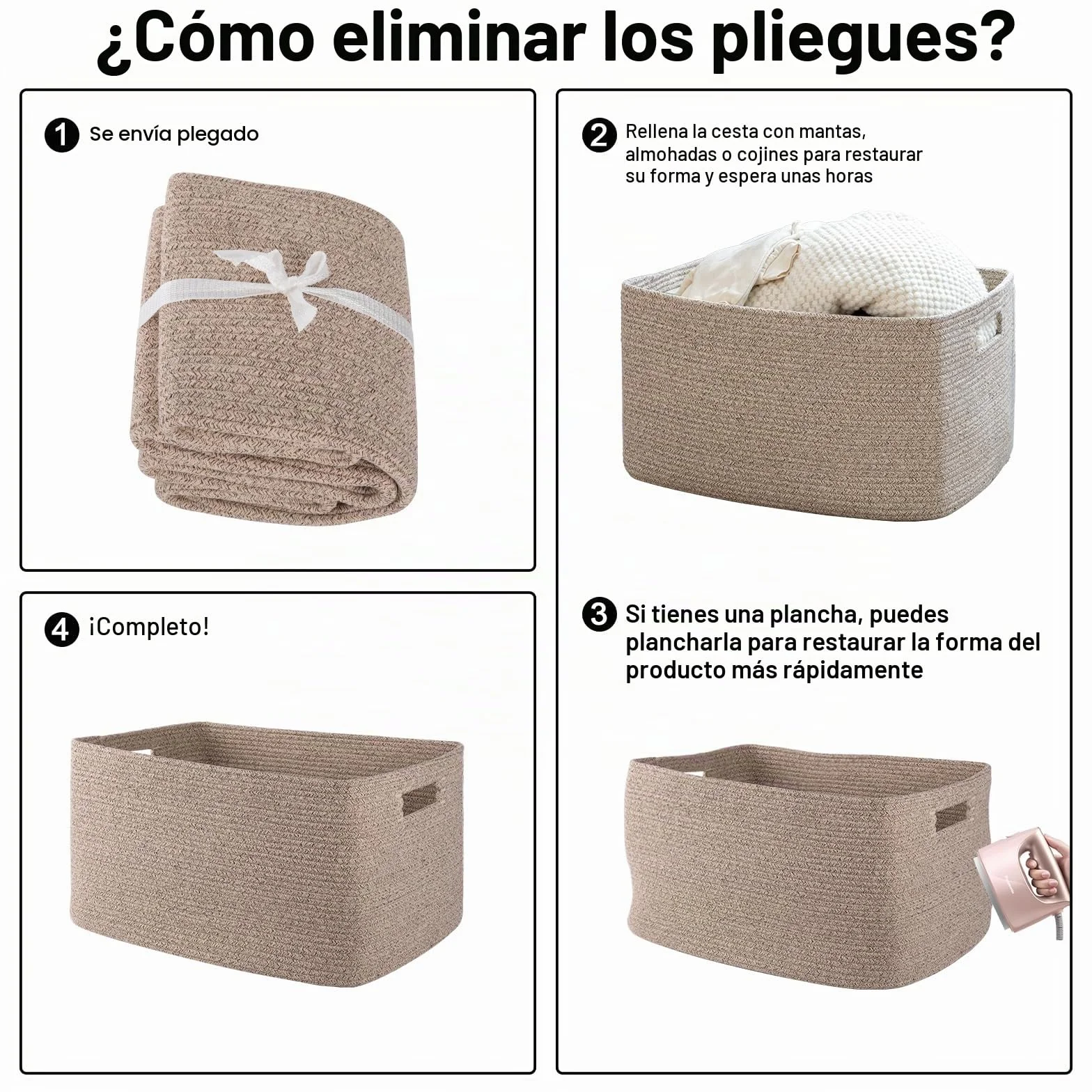 OIAHOMY Cesta grande con asa para almacenamiento de mantas, tejida con cuerda de algodón, 75 litros, 55,88 x 43,18 x 30,48 cm, para sala de estar, para juguetes, habitación infantil, marrón veteado