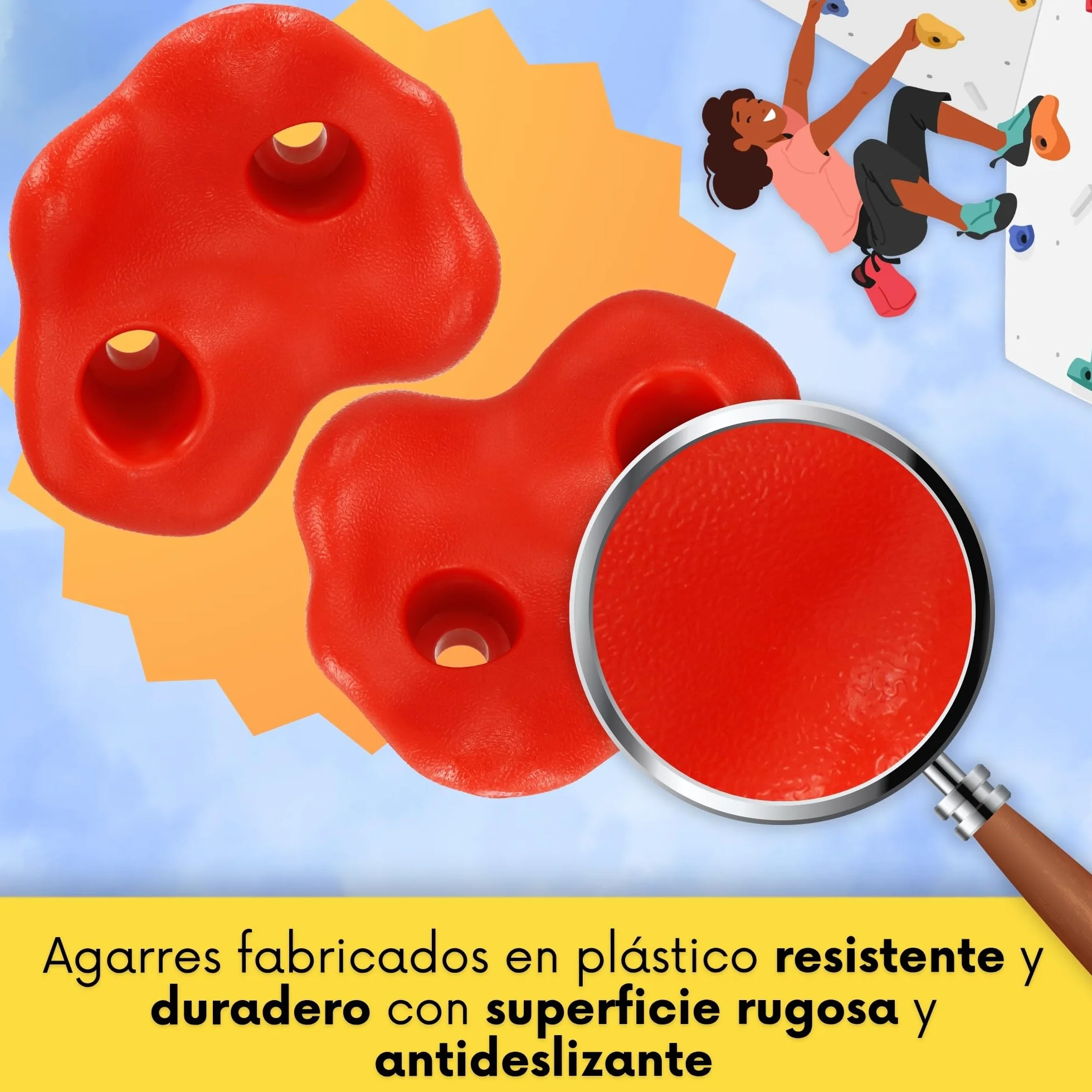 SPRINGOS Juego de 10 agarres de escalada con material de fijación