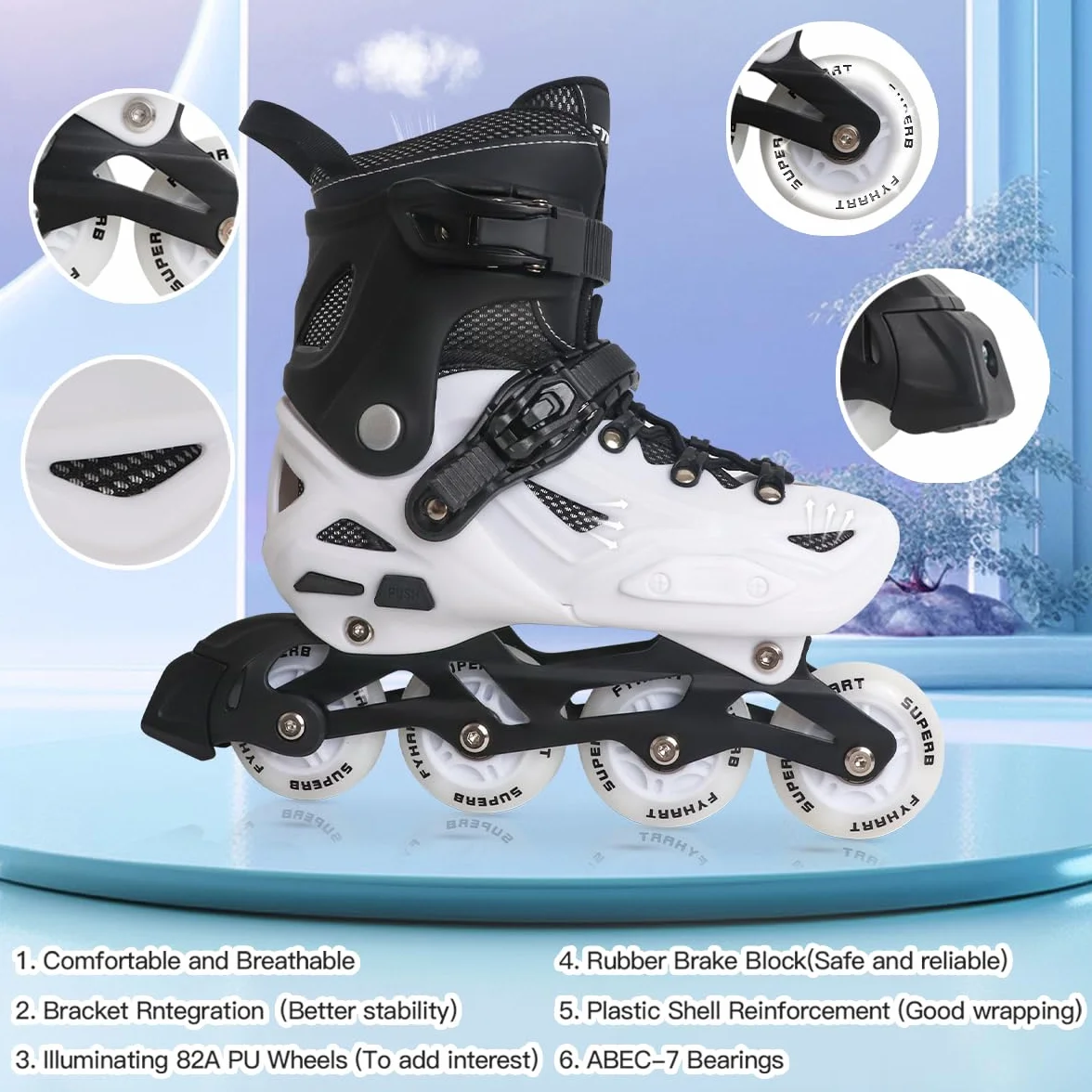 Patines en Línea para Niños/Jóvenes y Adultos, 4 tamaños Ajustables| Patines 4 Ruedas Niña para Niños para Uso en Interiores y Exteriores (S (EU 28-31))
