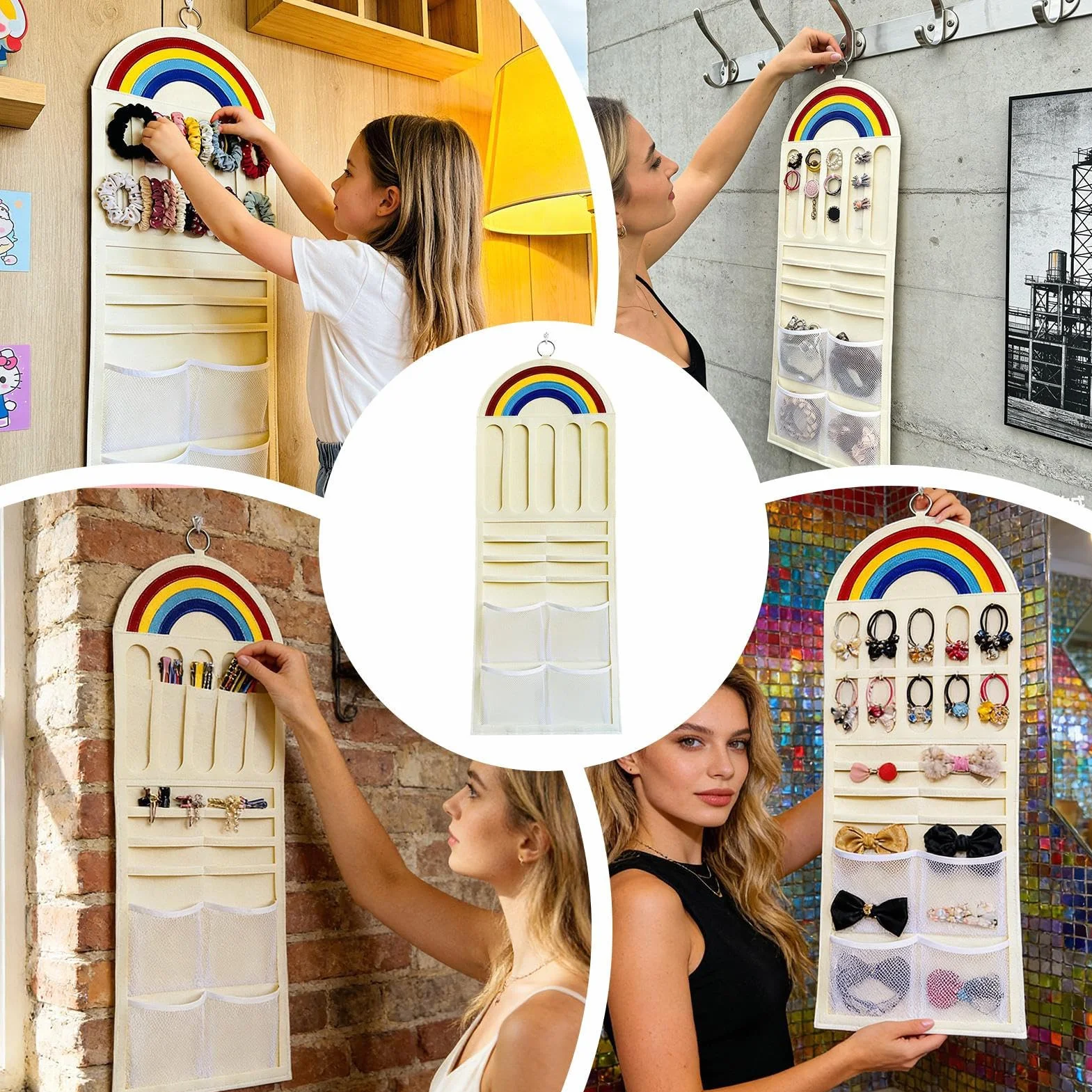Puerta para el pelo Organizador de pared Almacenamiento para clips Gancho para gomas joyas con banda decoración armario