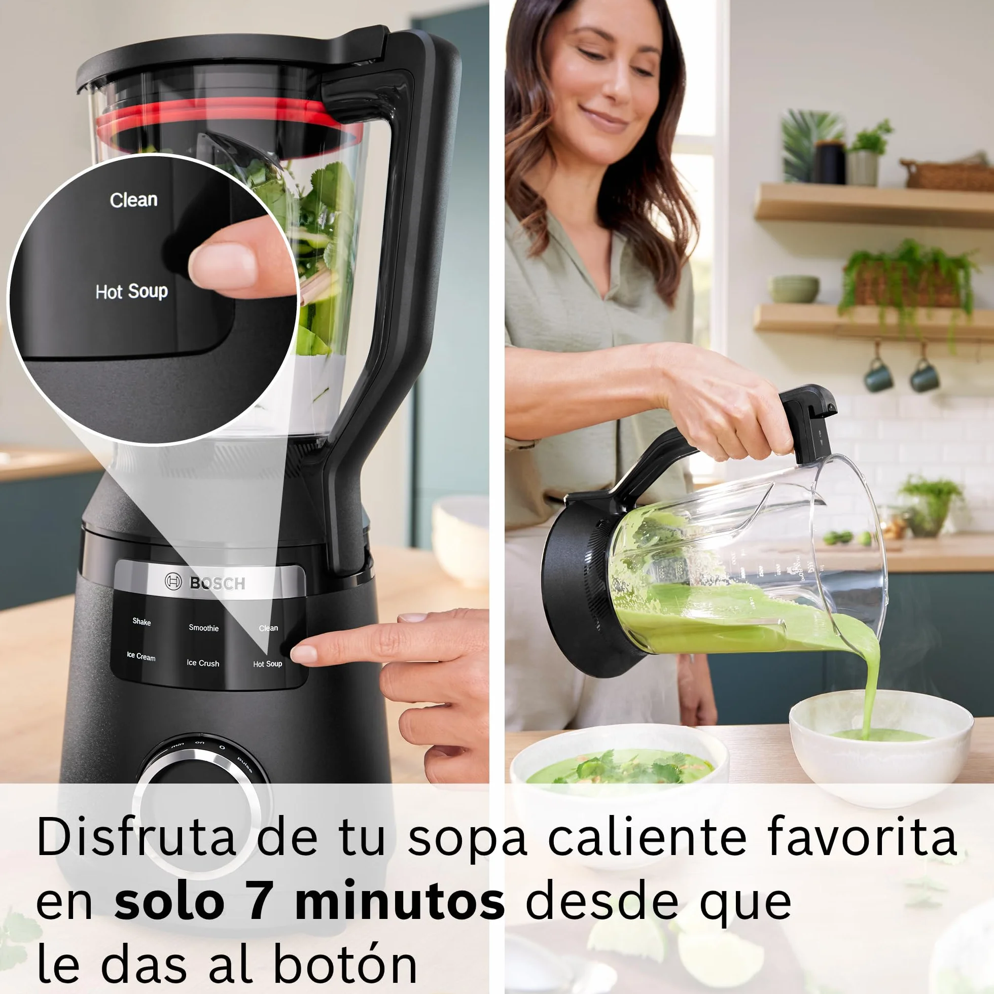 Bosch - Batidora de vaso VitaPower Serie 6, motor de 1800 vatios, velocidad del motor de hasta 45.000 rpm, 6 programas automáticos, jarra batidora Tritan, negro, MMB6652B