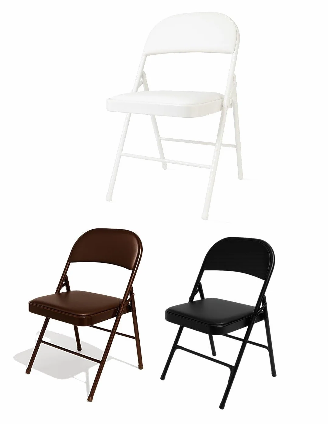 Jardin202 - Silla Metálica Acolchada Plegable 80x46x46 cm | Ideal para Hogar y Eventos | Unidad (Blanco)