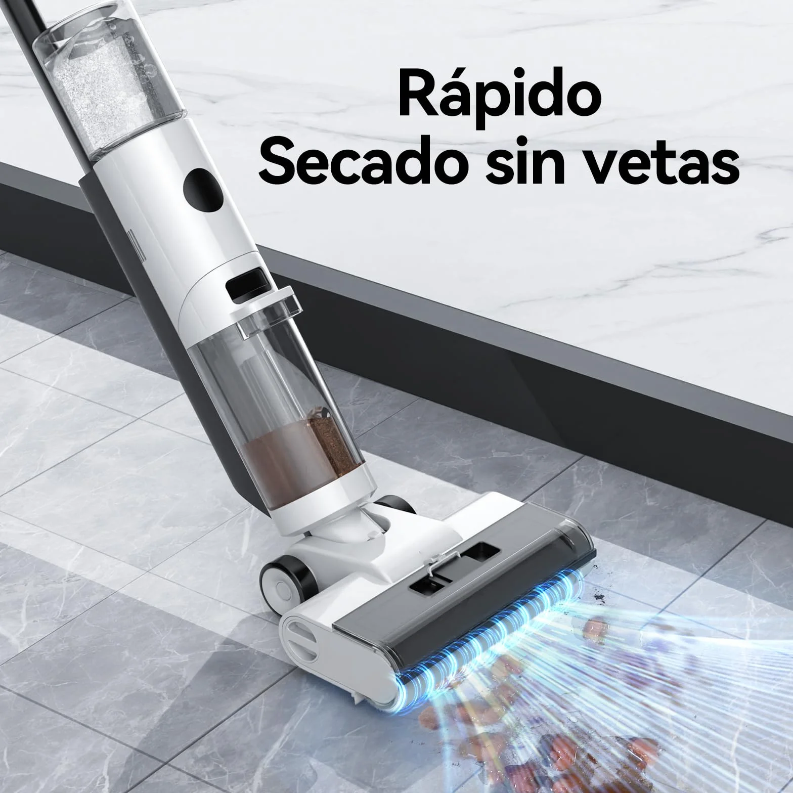 JONR ED12 Aspiradora fregadora sin Cable, Friega y Aspira a la Vez, Limpieza de Bordes, Autolimpieza, fregona electrica para Limpiar Suelos de casa y Pelo de Animales