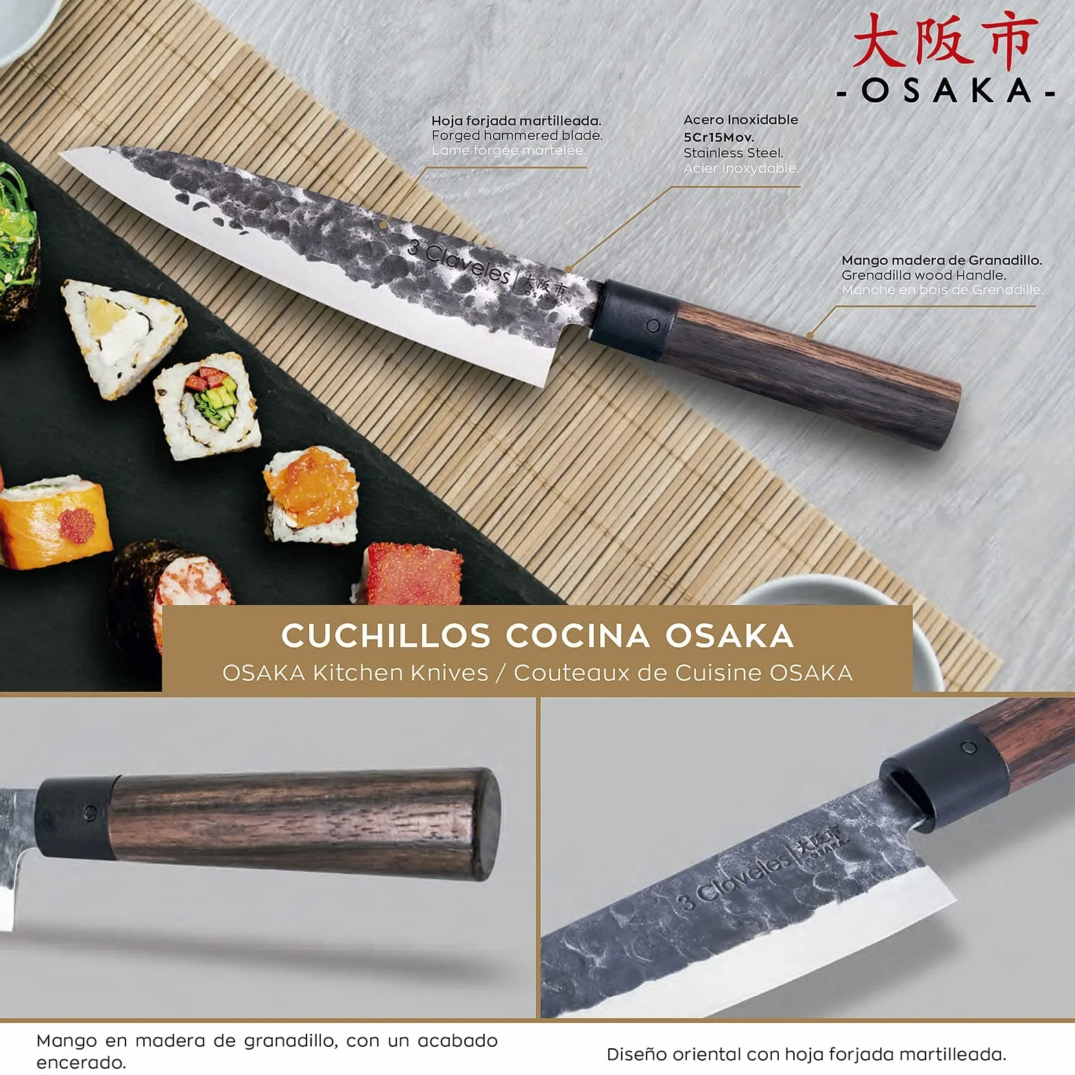 3 Claveles Osaka Santoku mes 18 cm. 7