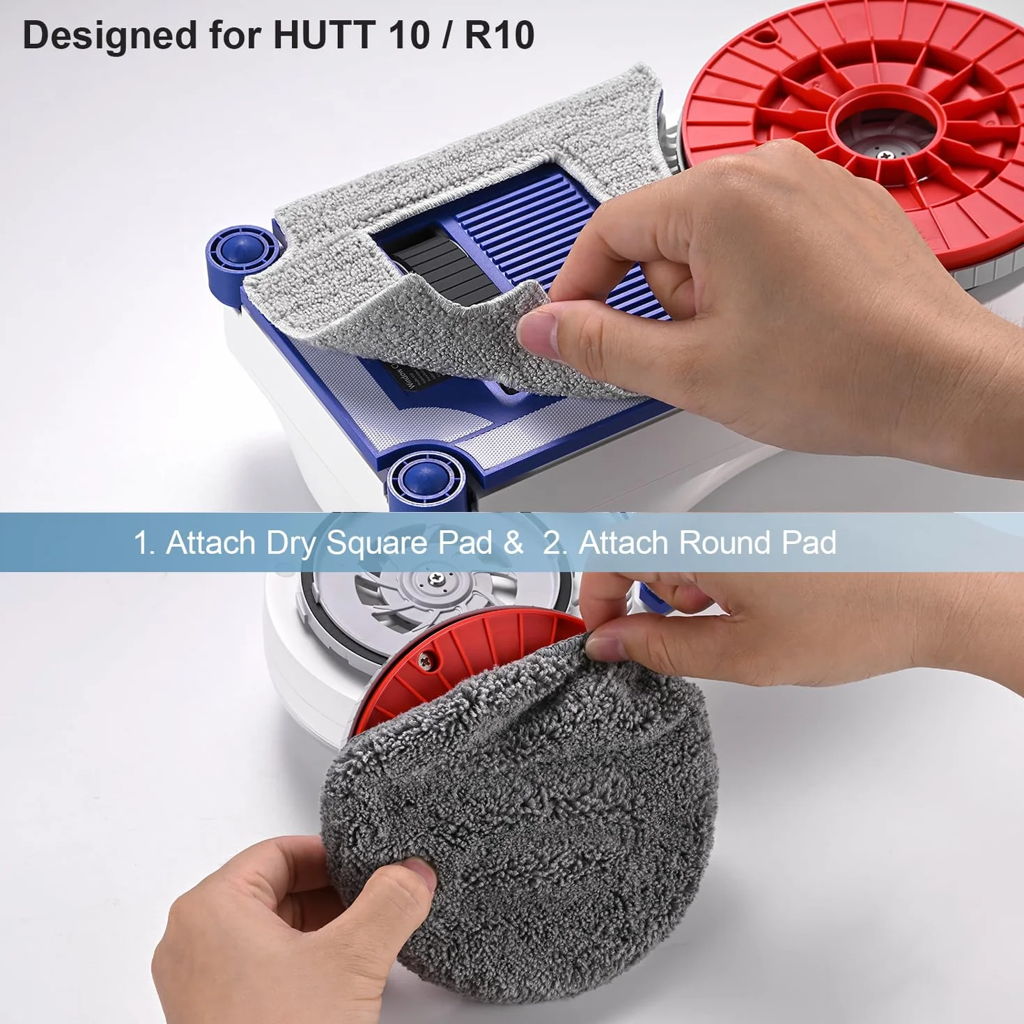HUTT Paños de Microfibra Originales Robot limpiacristales, Sistema de Doble Pad, 8 Unidades (4 Redondos + 4 Cuadrados), compatibles con R10 / 10