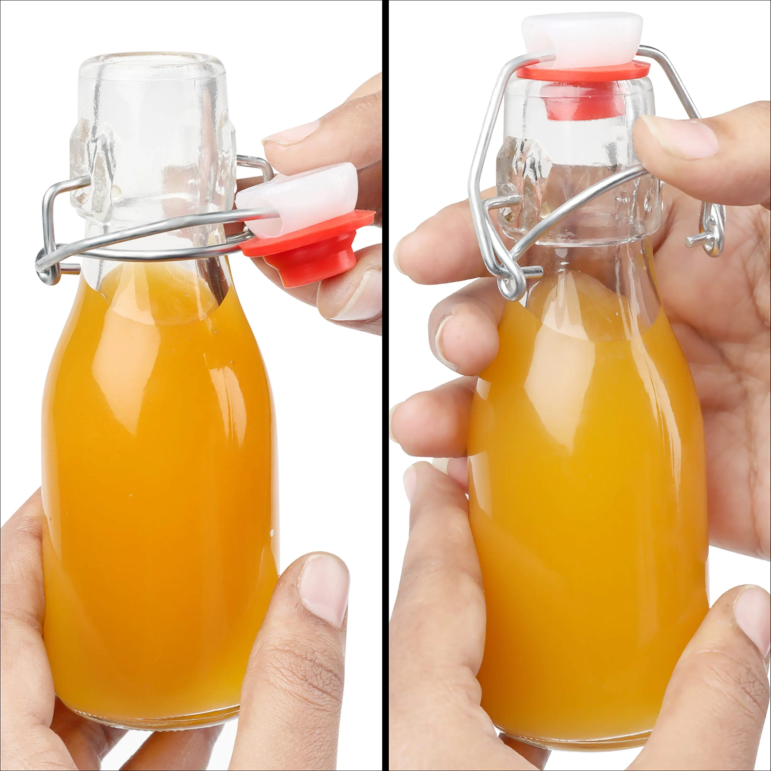 Kurtzy Pack de 12 Botellas Cristal Tapón Basculante Set Botella Cristal 100 ml Botella de Cristal Vintage Tradicional Transparente Hermética para Bebidas, Cerveza, Aceite, Vinagre, Agua y Kombucha