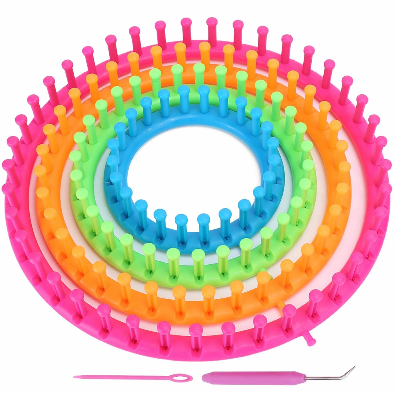 Agatige Juego De Telar De Tejer Circular, Kit De Telar De Tejer Redondo Con Aguja De Gancho Y Fabricante De Bufandas Con Pompones Telars Para Tejer Con Lana Para Principiantes Y Adultos