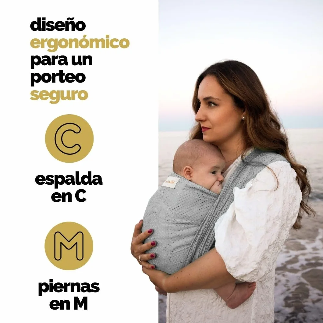 Fular Portabebe Acuático Ergonómico OEKOTEX Transpirable hasta 20kg