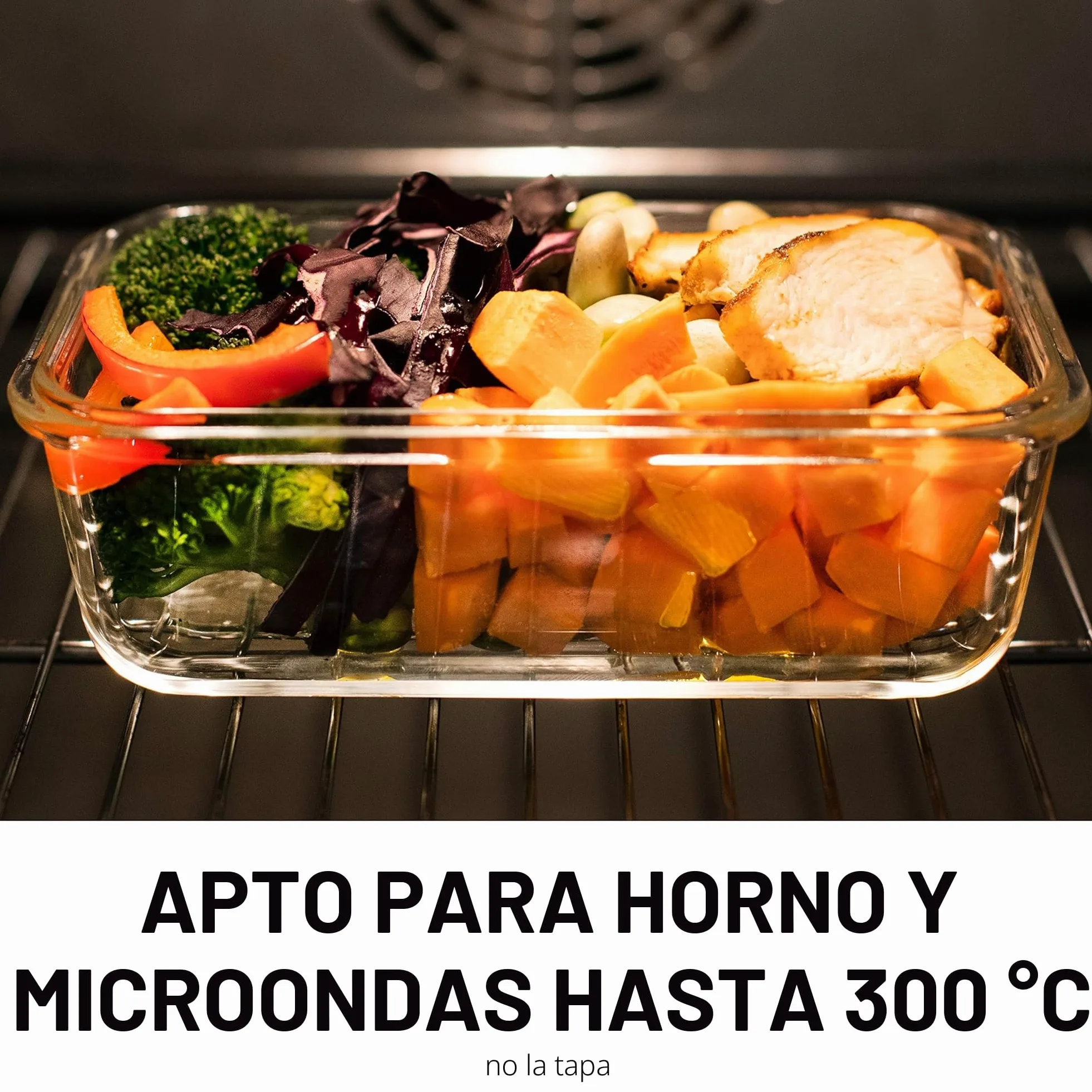 Igluu Meal Prep Recipientes de Cristal (Set de 5 y Tapa Extra) – 840ml | Rectángulo – Con Válvula de Ventilación, Sin BPA – Horno, Freidora de Aire, Microondas y Lavavajillas – Borosilicato