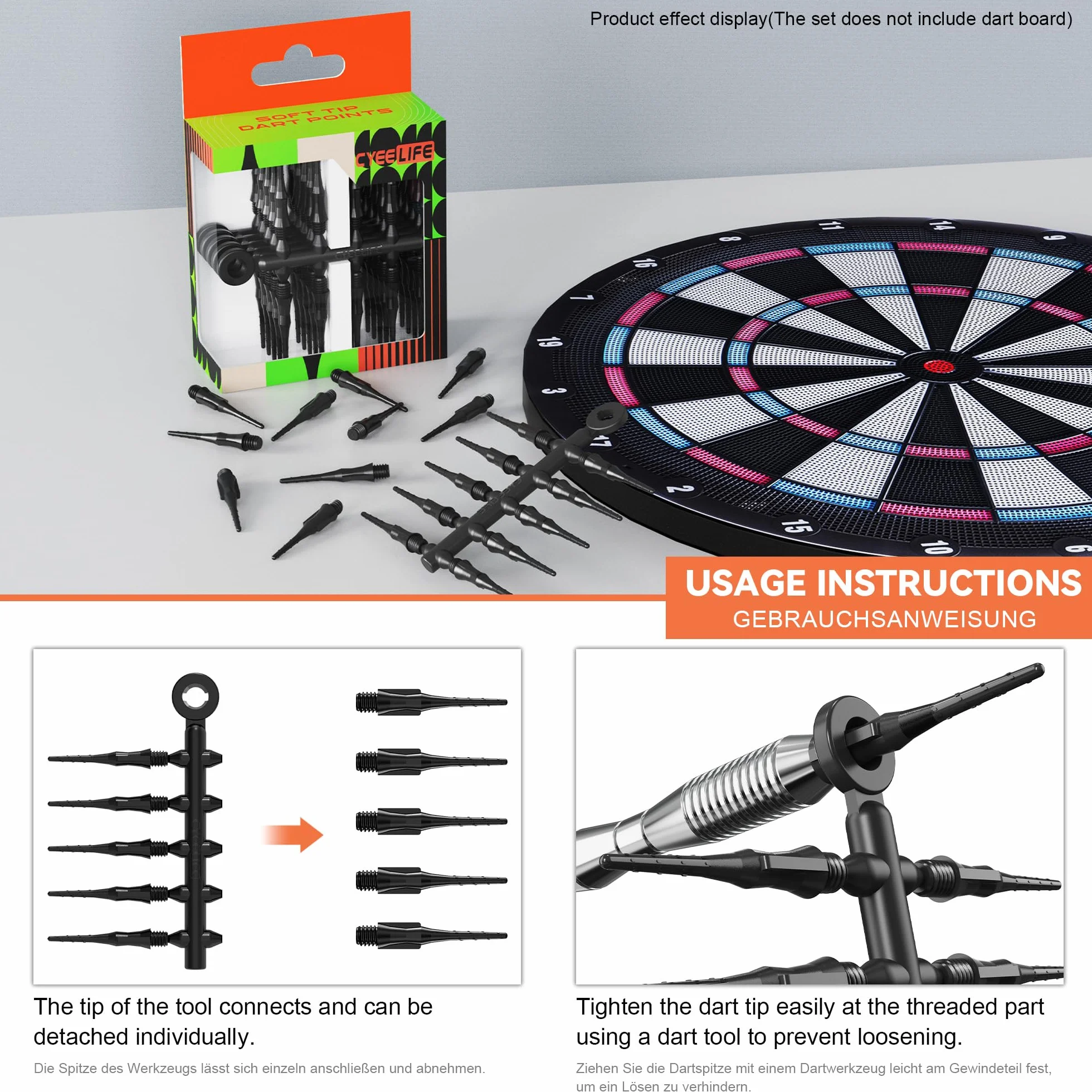 CyeeLife Fit Point Plus puntas de dardo plástico 50 piezas rosca 2BA repuesto dardos suaves