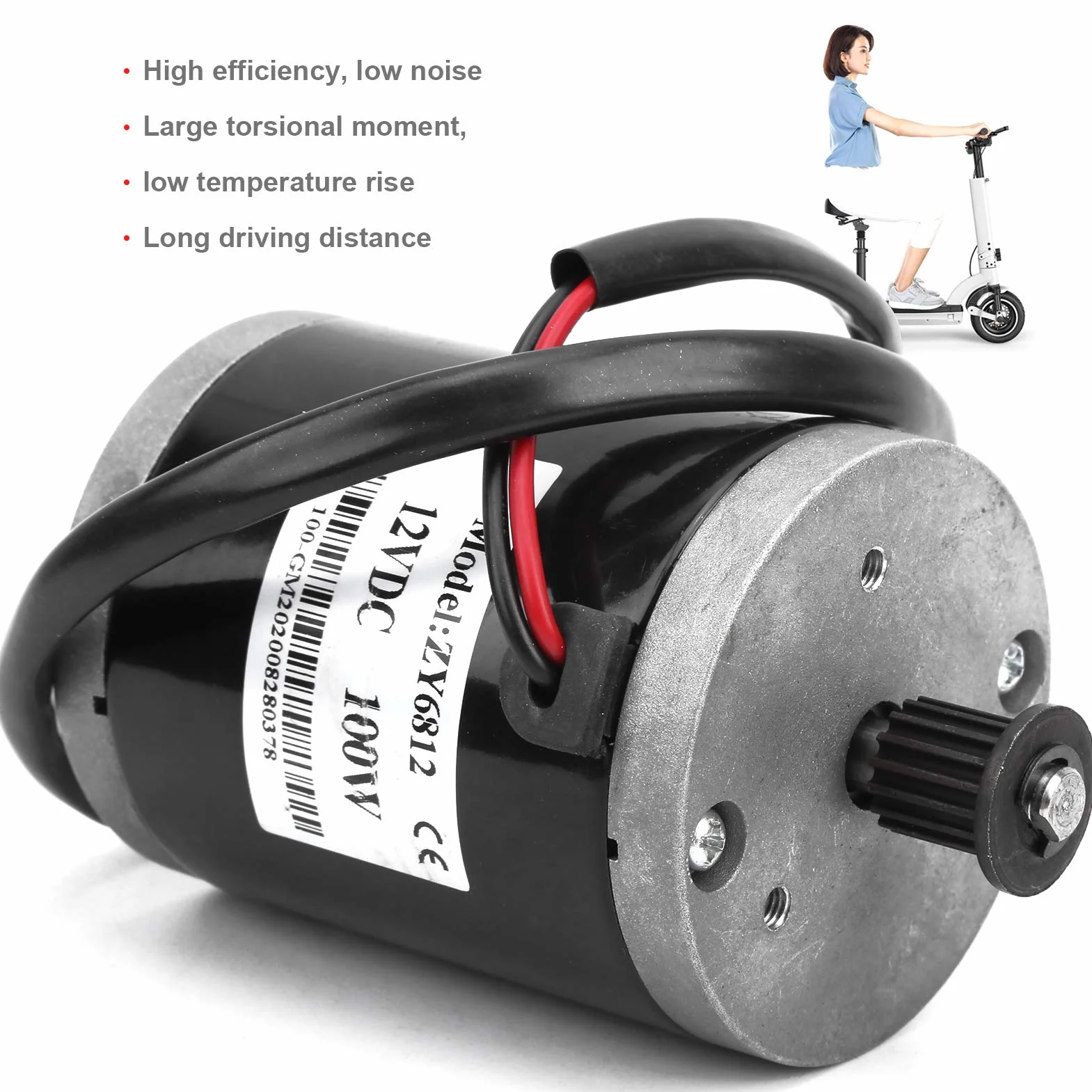 Motor Cepillado 12V 100W para Scooter Bicicleta Eléctrica Alta Velocidad