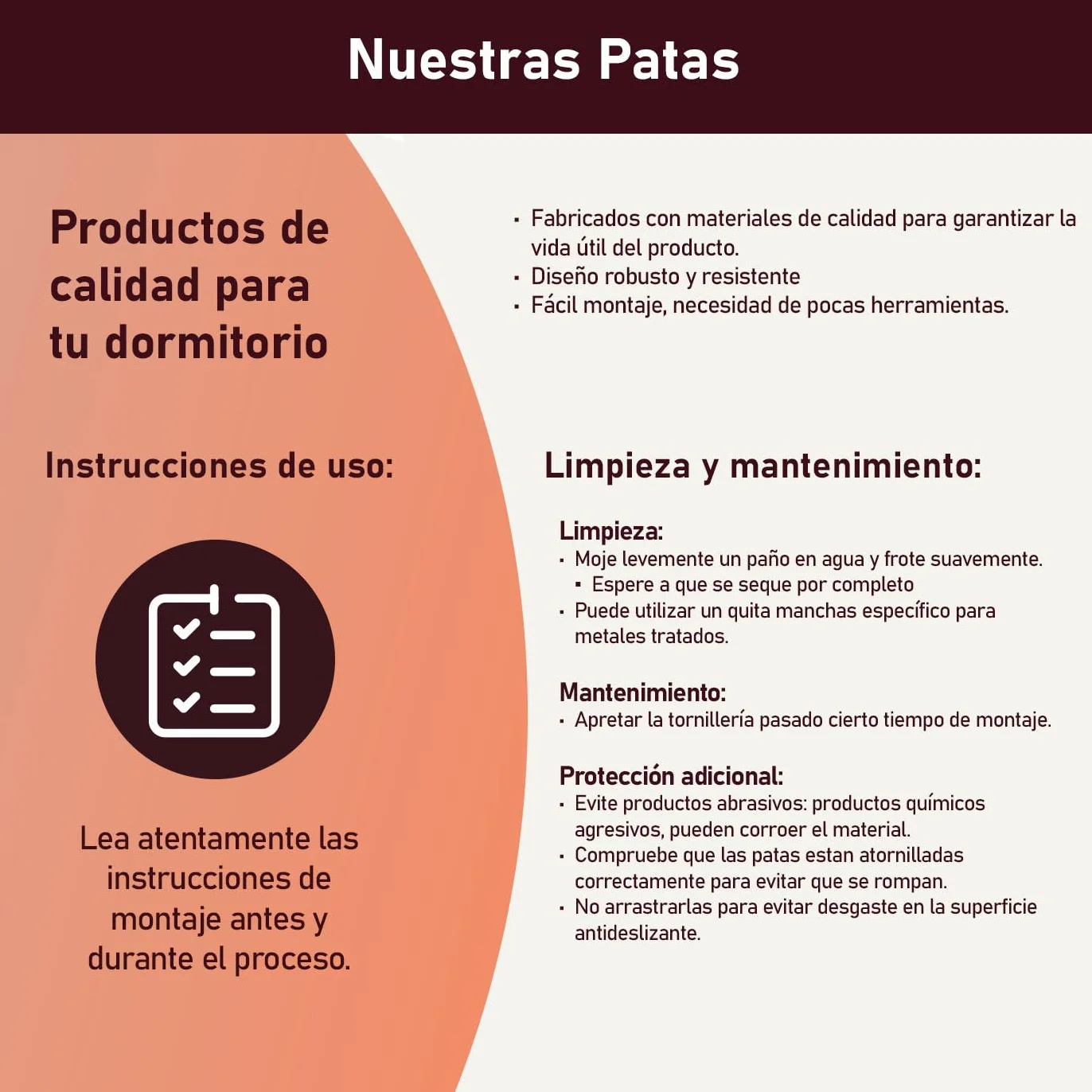 amuéblate Online – Pack de 6 Patas de Madera para Base Tapizada, Cilíndricas con Rosca M10, Altura 25 cm, Color Natural
