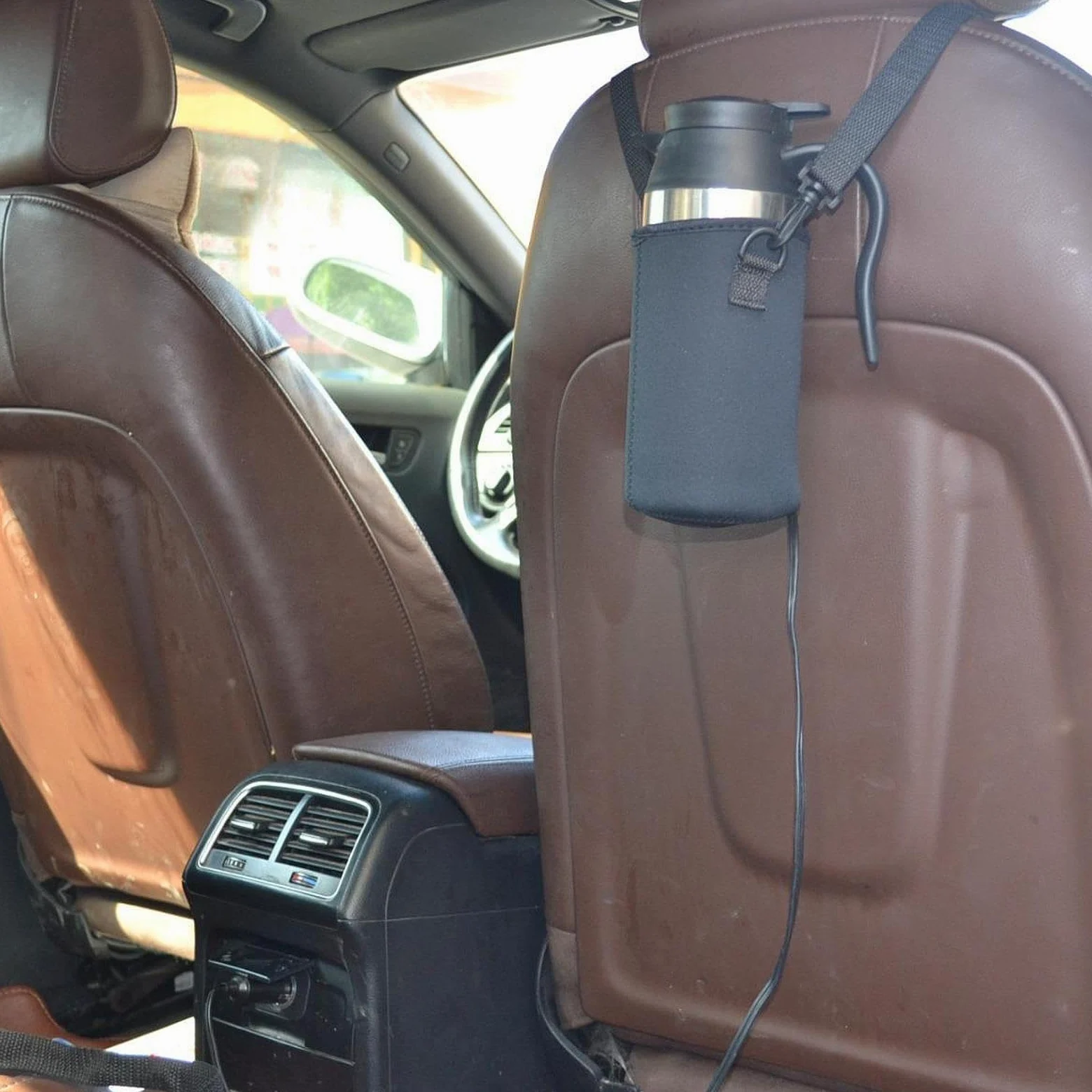 Hervidor de Coche Taza Termo Eléctrica Calefacción Portátil Calentador de Leche Café Agua Acero Inoxidable Aislamiento Vacío Adecuado para Carretera C, 24V, Individual