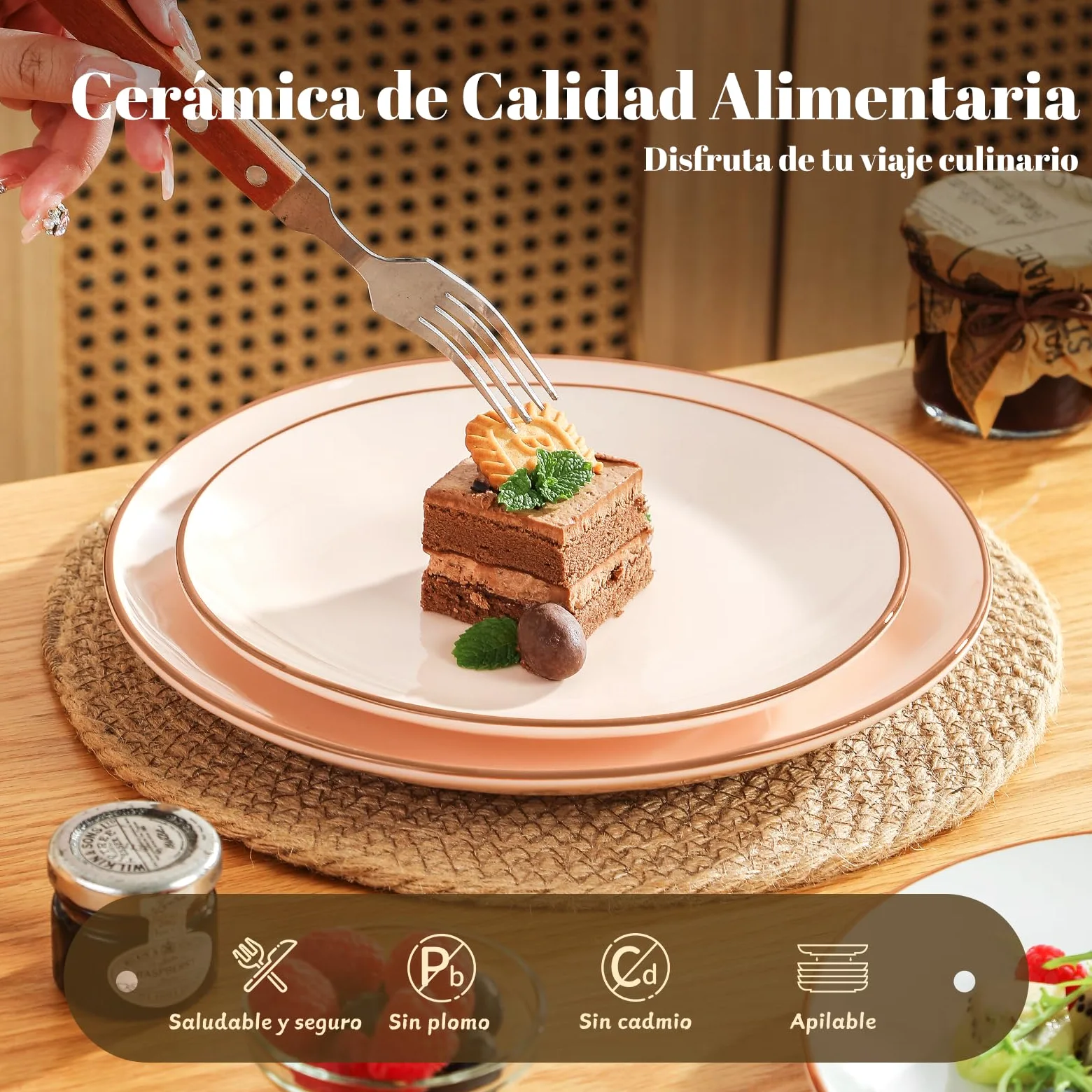 AHX Platos Postre Colores Plato Ceramica - Juego de 6 Platos para Ensalada en Estilo Multicolor - Set Platos de Desayuno - Platos Llanos Pequeños para Servir Aperitivos | Postres | Ensaladas - 20 cm