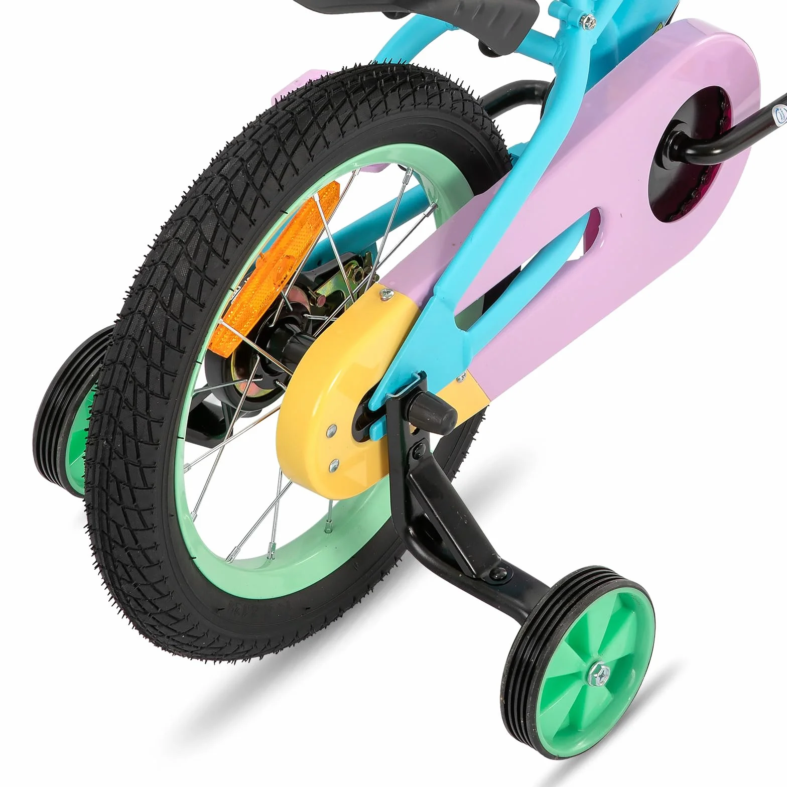 Bicicleta para niño 12-18 pulgadas con estabilizador y cesta STITCH Macaron