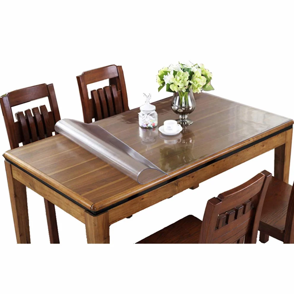 Protector de Mesa Transparente de 90 x 160cm,PVC Portada de la Tabla,2 mm,para Cocina Comedor Muebles de Madera Cubierta Mantel