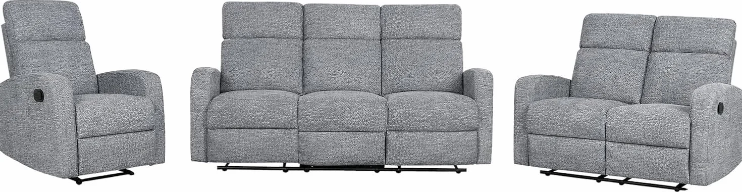 DUPI Sillón Sofá Soft Relax Reclinable | Palanca Manual para reclinar Respaldo y reposapiés | Espuma HR Alta Resiliencia | Gris | 2 Plazas